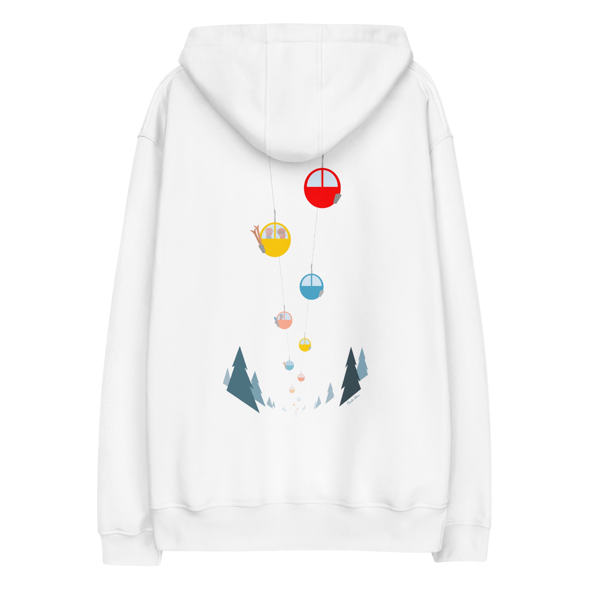 Sweat à capuche premium écologique Gondolas in the mist (face & dos)