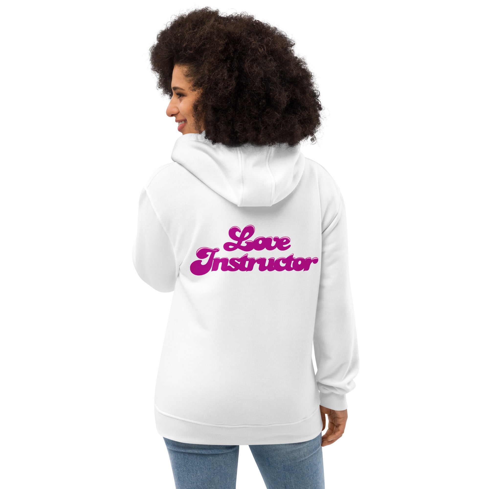 Sweat à capuche premium écologique Love Instructor Flamingo (face & dos)