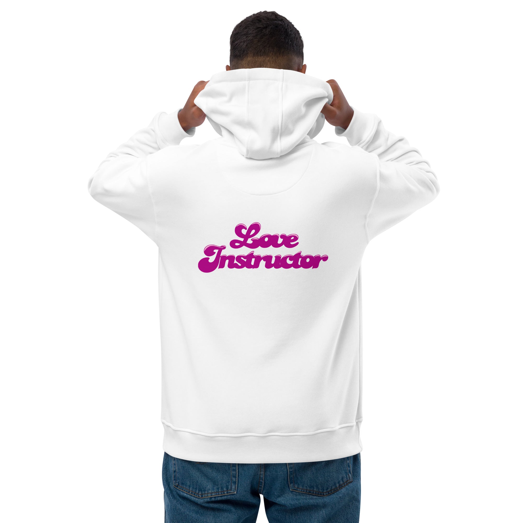 Sweat à capuche premium écologique Love Instructor Flamingo (face & dos)