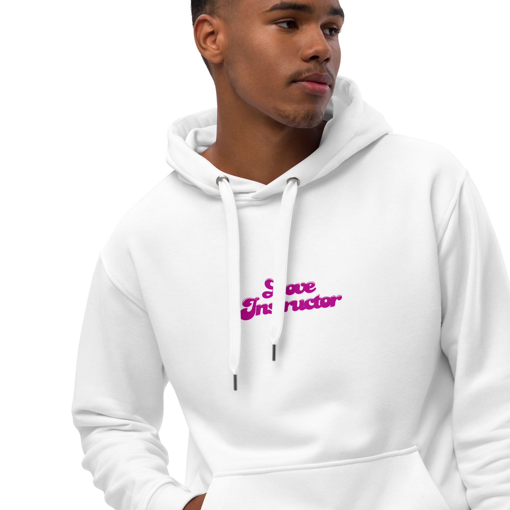 Sweat à capuche premium écologique Love Instructor Flamingo (face & dos)