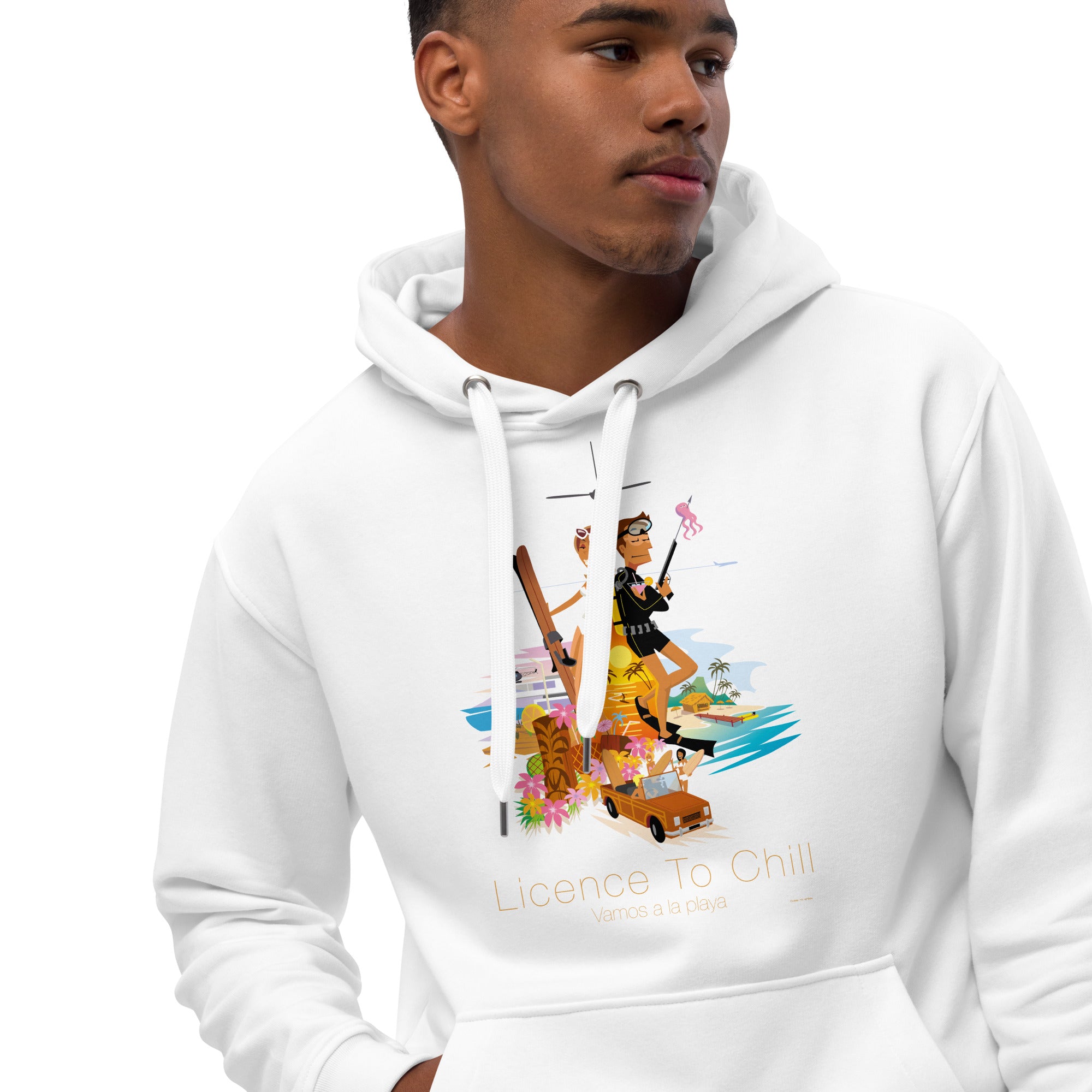 Sweat à capuche premium écologique License to Chill Vamos a la Playa