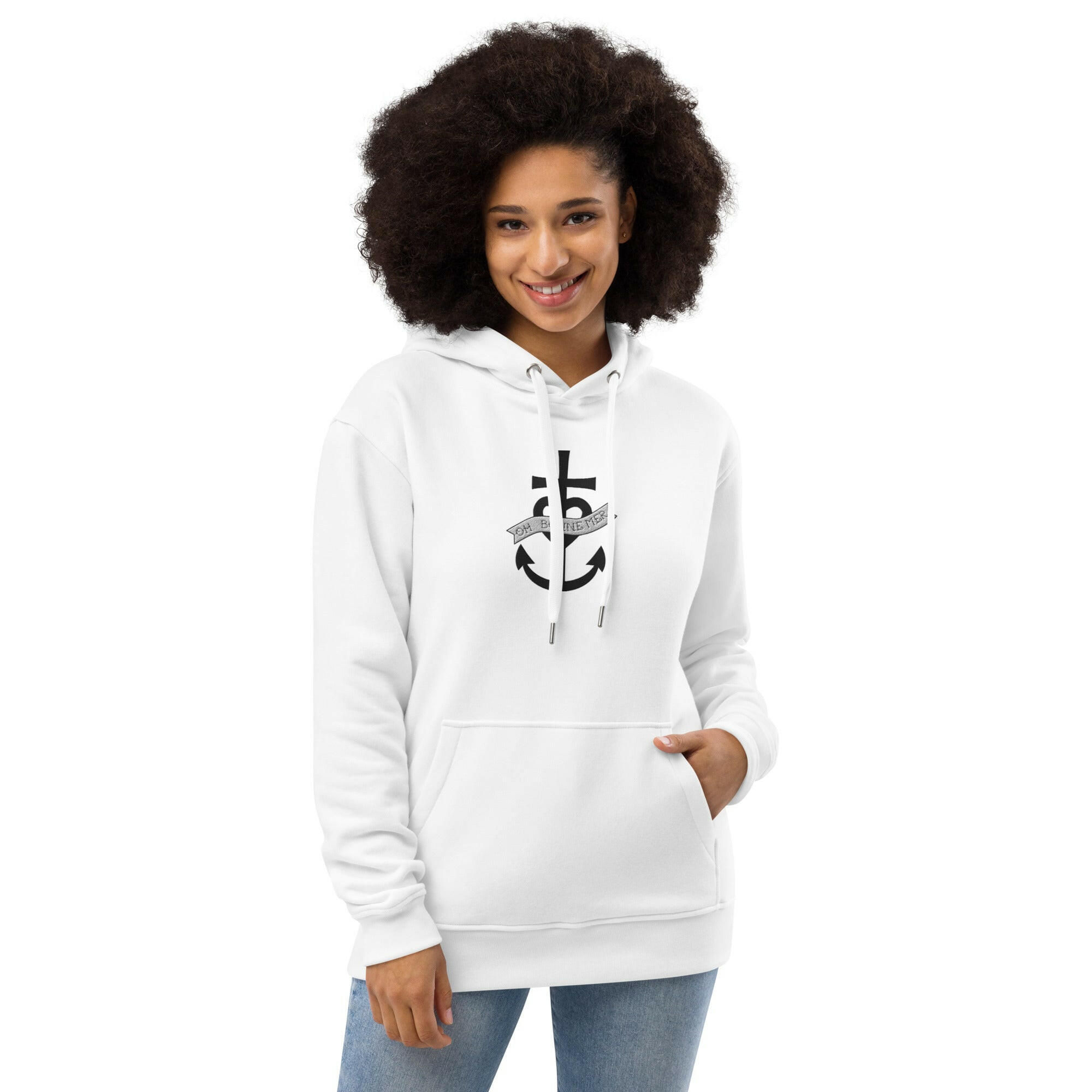 Premium eco hoodie Oh Bonne Mer 1 large embroided pattern on front