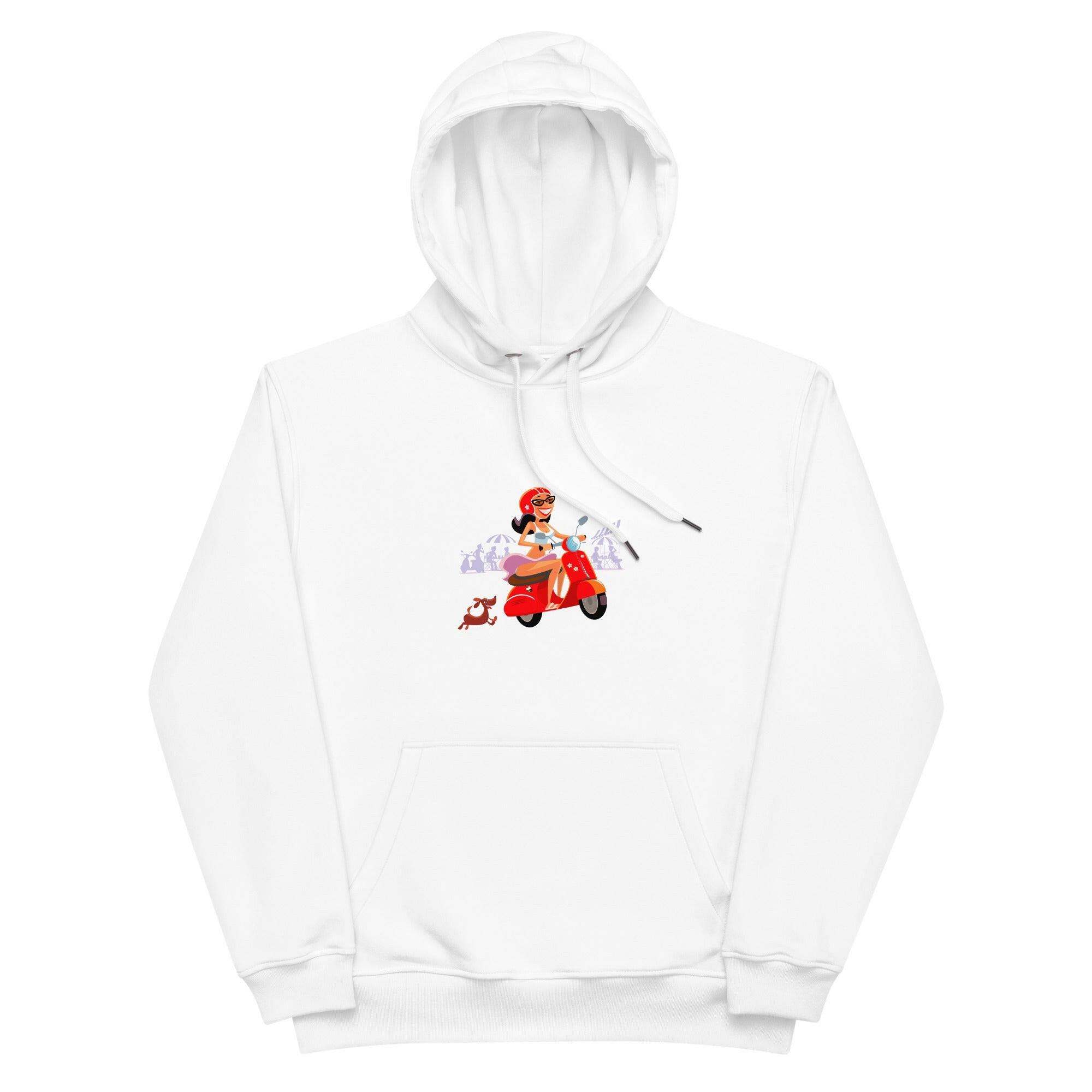 Sweat à capuche premium écologique Vespa Girl in St Tropez
