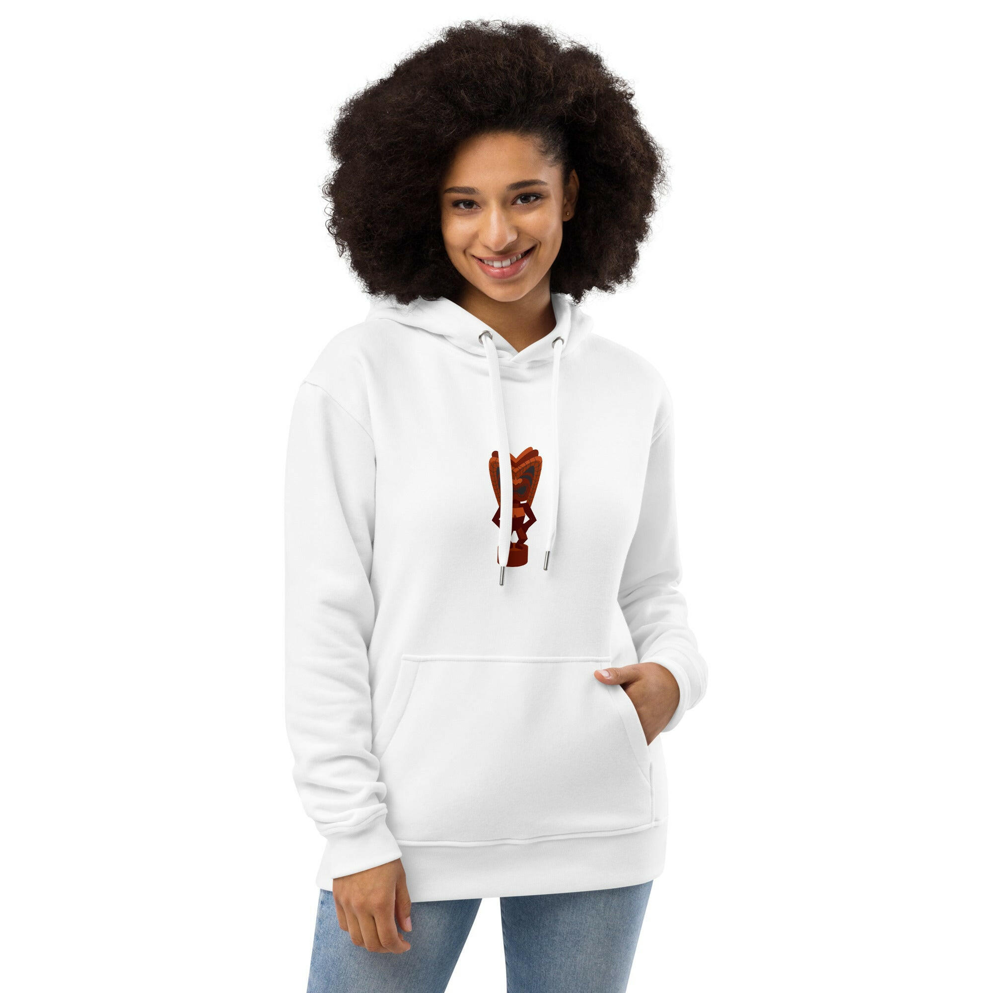 Sweat à capuche premium écologique Ku Tiki God (face) + Tiki Gods (dos)