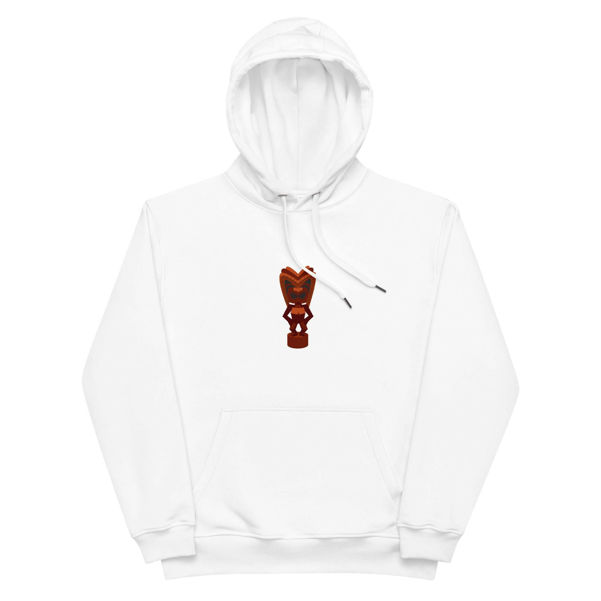 Sweat à capuche premium écologique Ku Tiki God (face) + Tiki Gods (dos)
