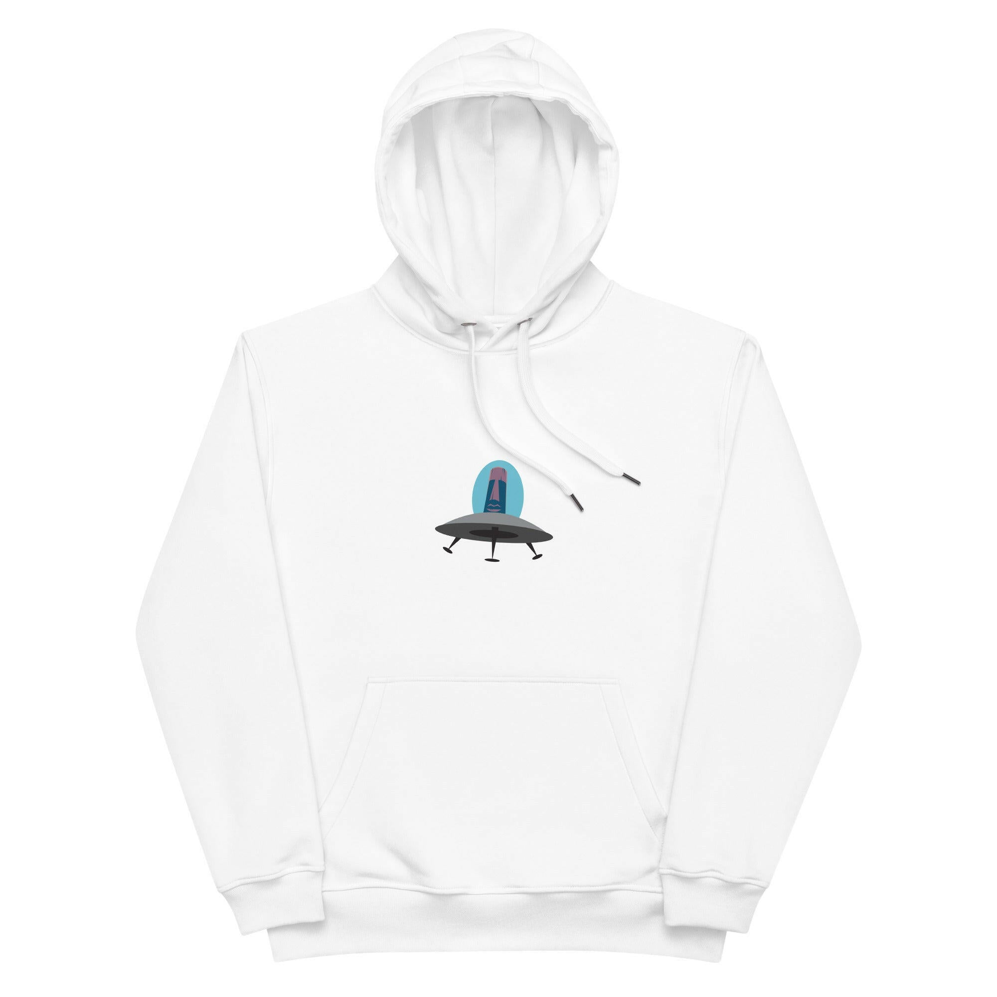 Sweat à capuche premium écologique Tiki UFO (face) + UFO Zone (dos)