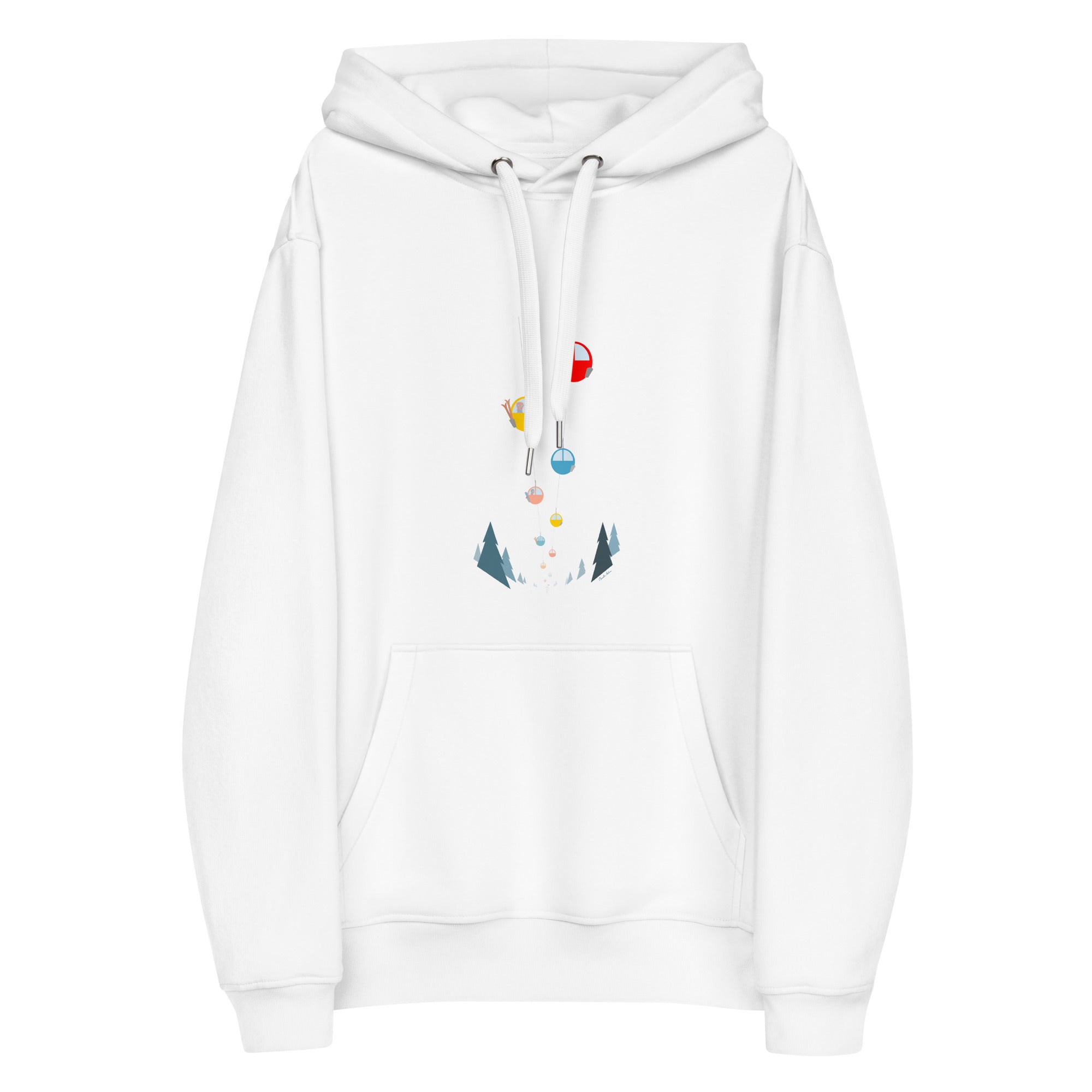 Sweat à capuche premium écologique Gondolas in the mist (face & dos)