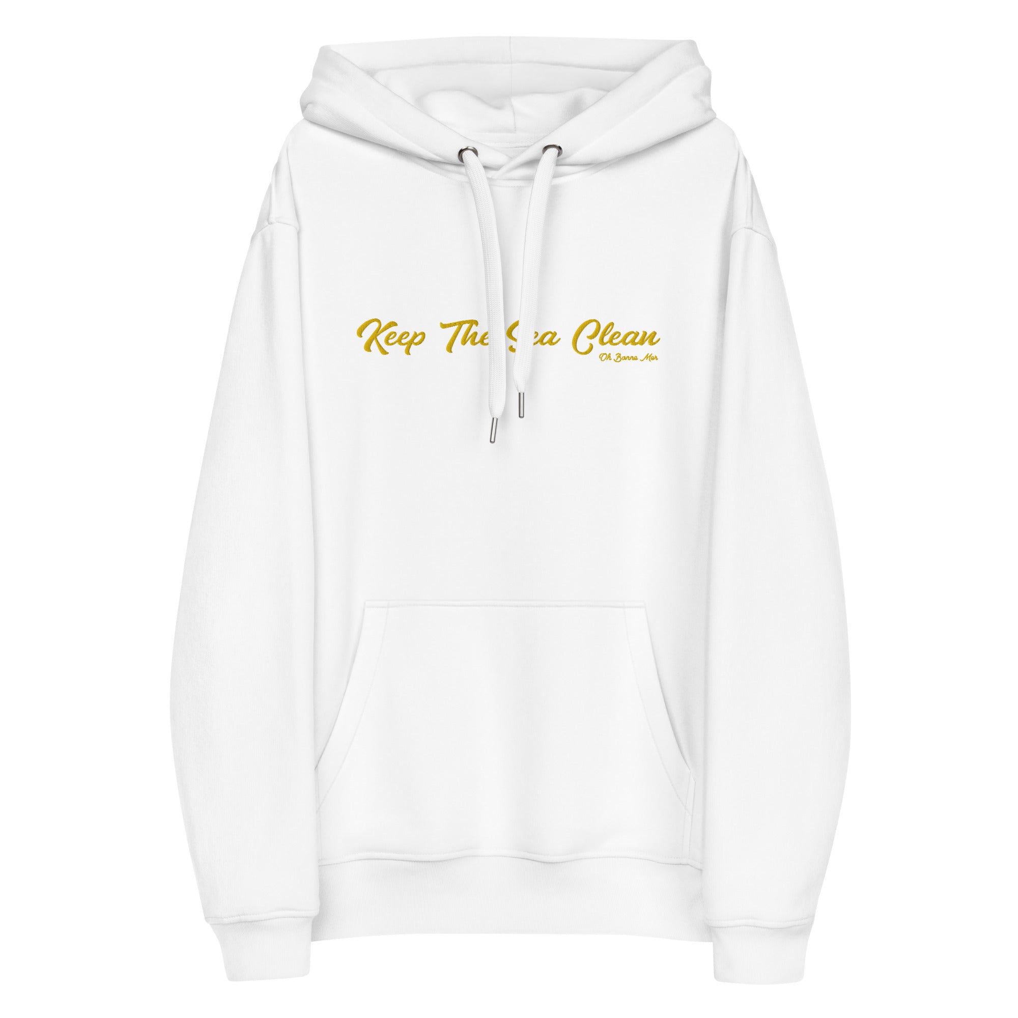 Sweat à capuche premium écologique Keep the Sea Clean Gold brodé