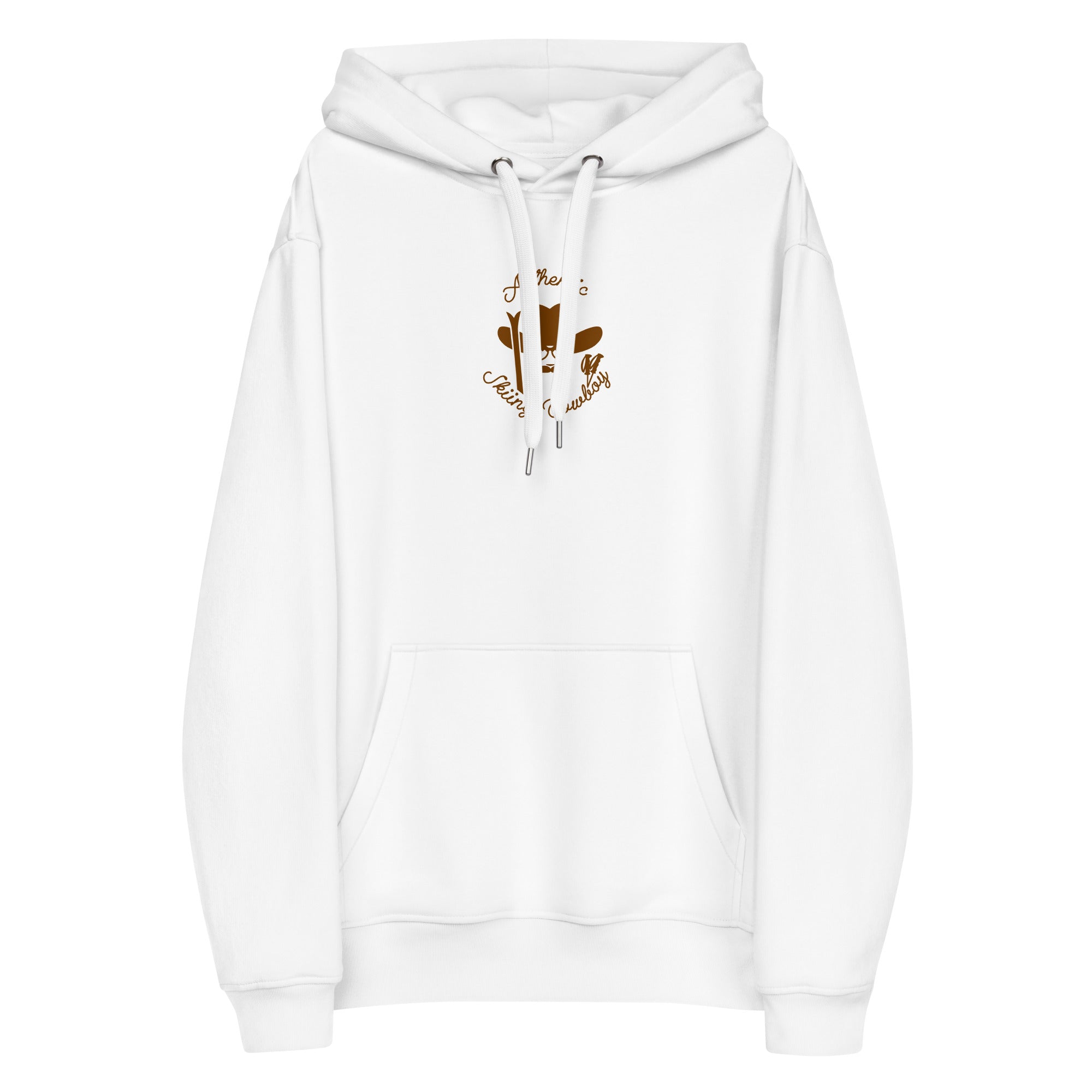 Sweat à capuche premium écologique Authentic Skiing Cowboy Brun (face & dos)
