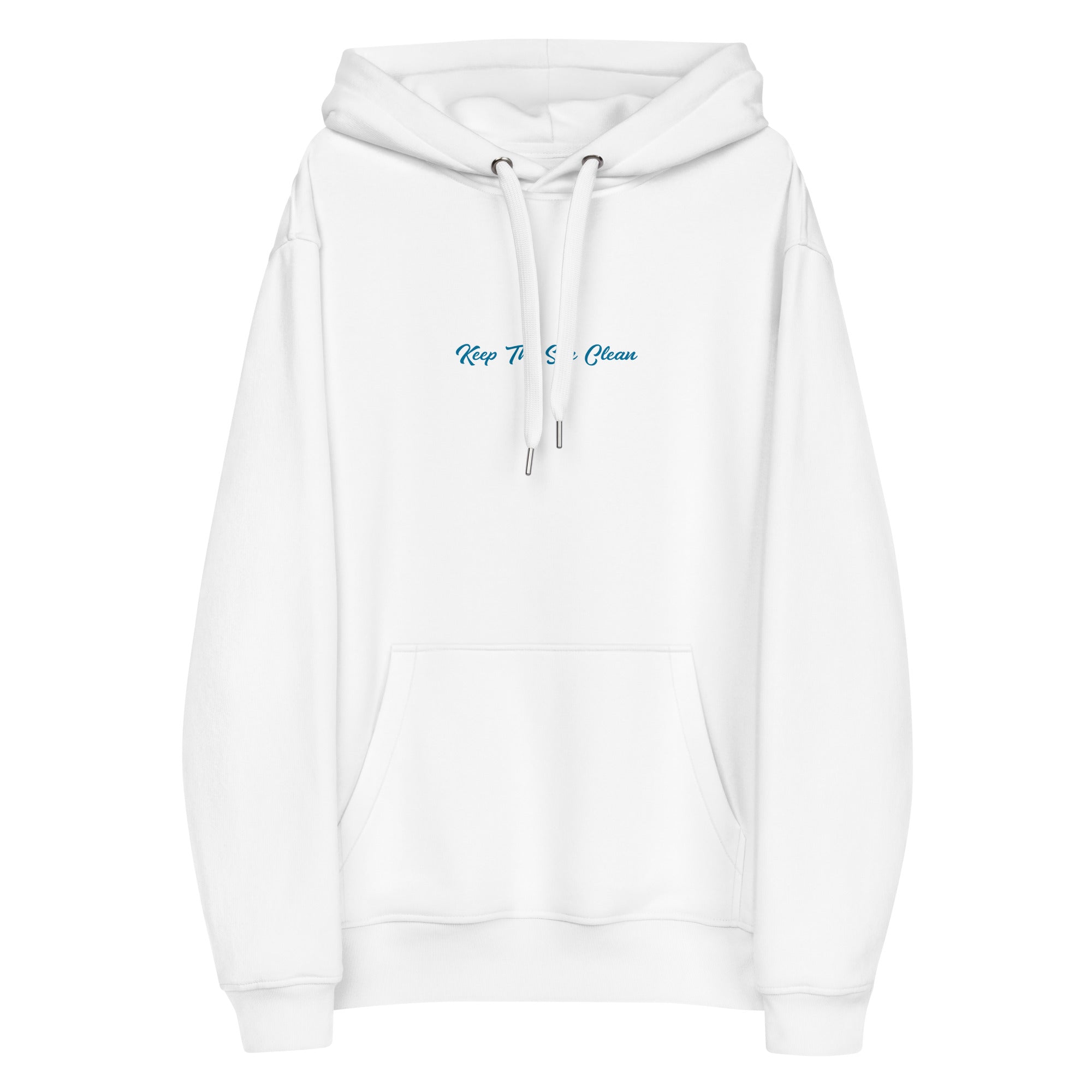 Sweat à capuche premium écologique Keep the Sea Clean (face) & Octopus Blue (dos)