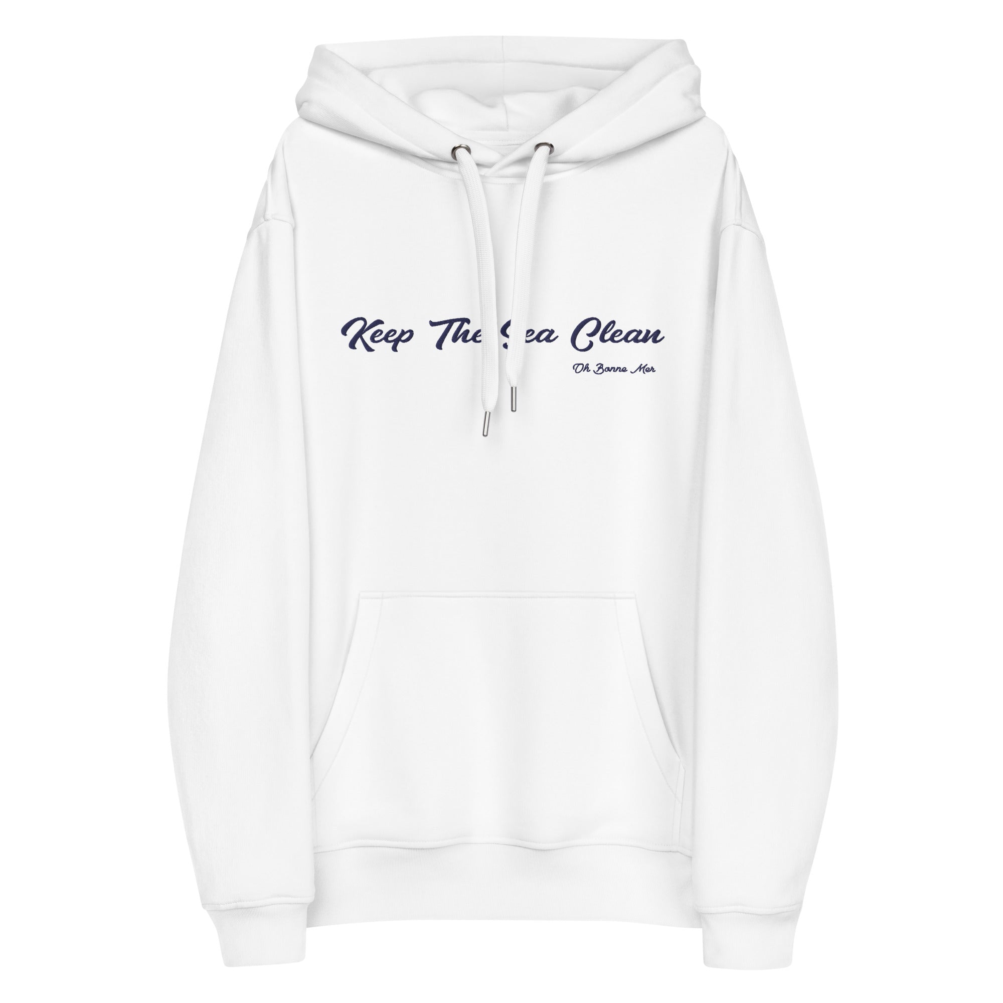 Sweat à capuche premium écologique Keep the Sea Clean Navy brodé