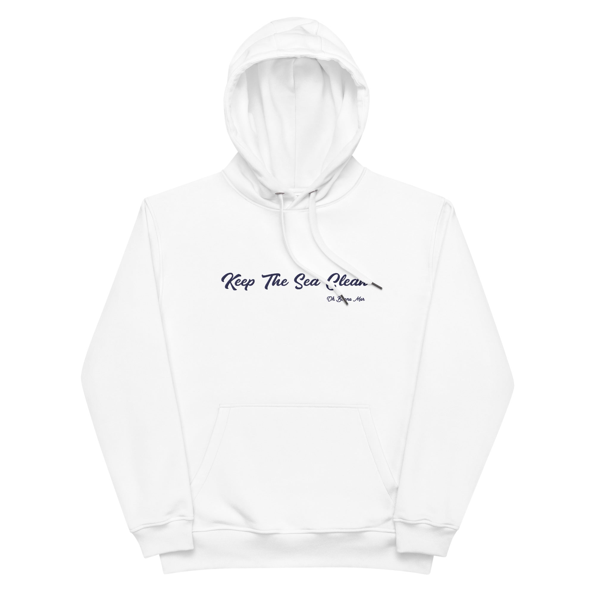 Sweat à capuche premium écologique Keep the Sea Clean Navy brodé