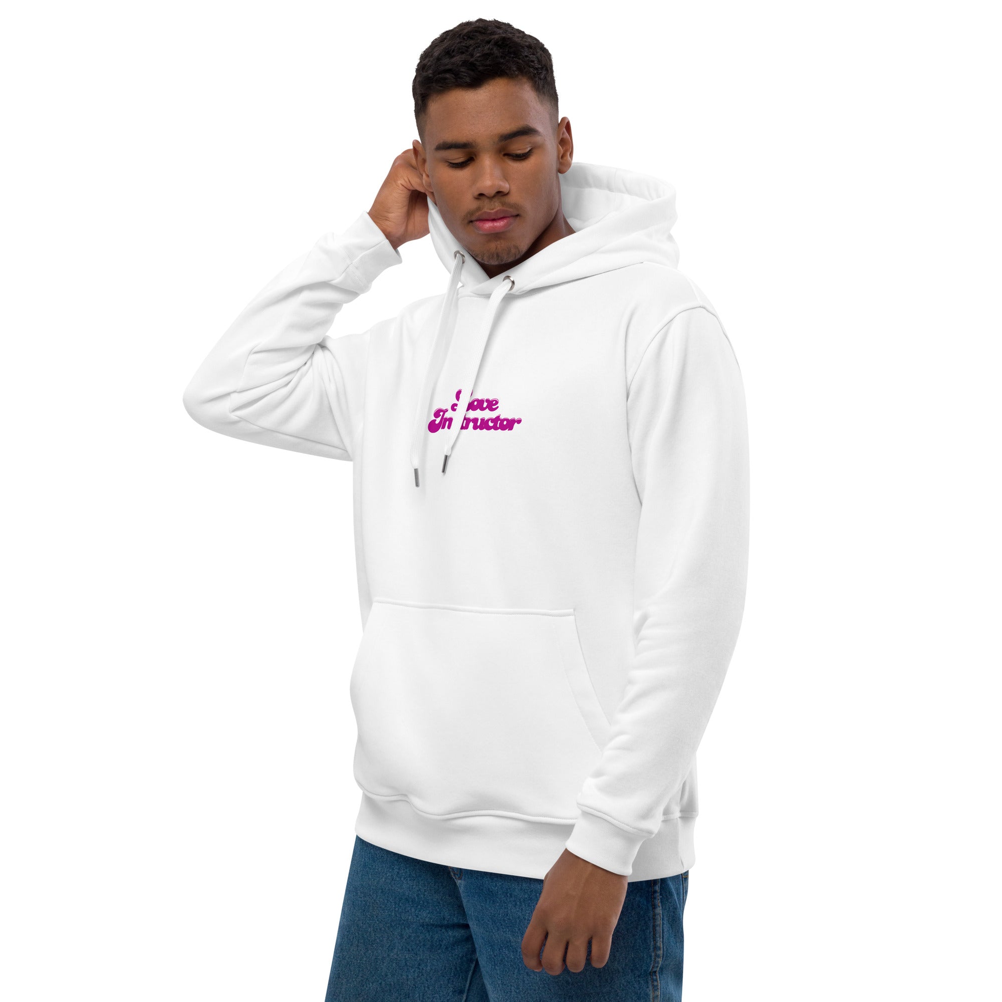 Sweat à capuche premium écologique Love Instructor Flamingo (face & dos)