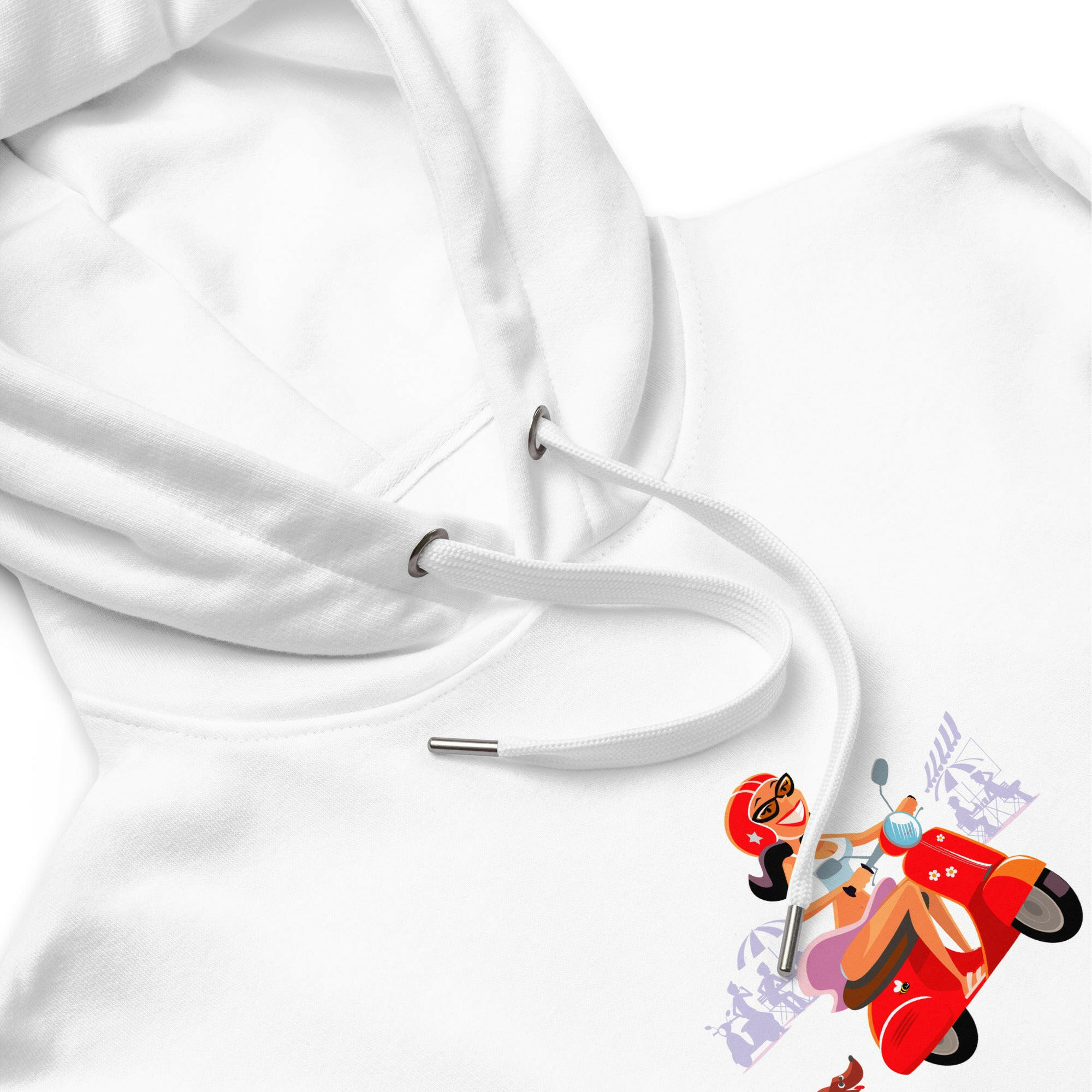 Sweat à capuche premium écologique Vespa Girl in St Tropez