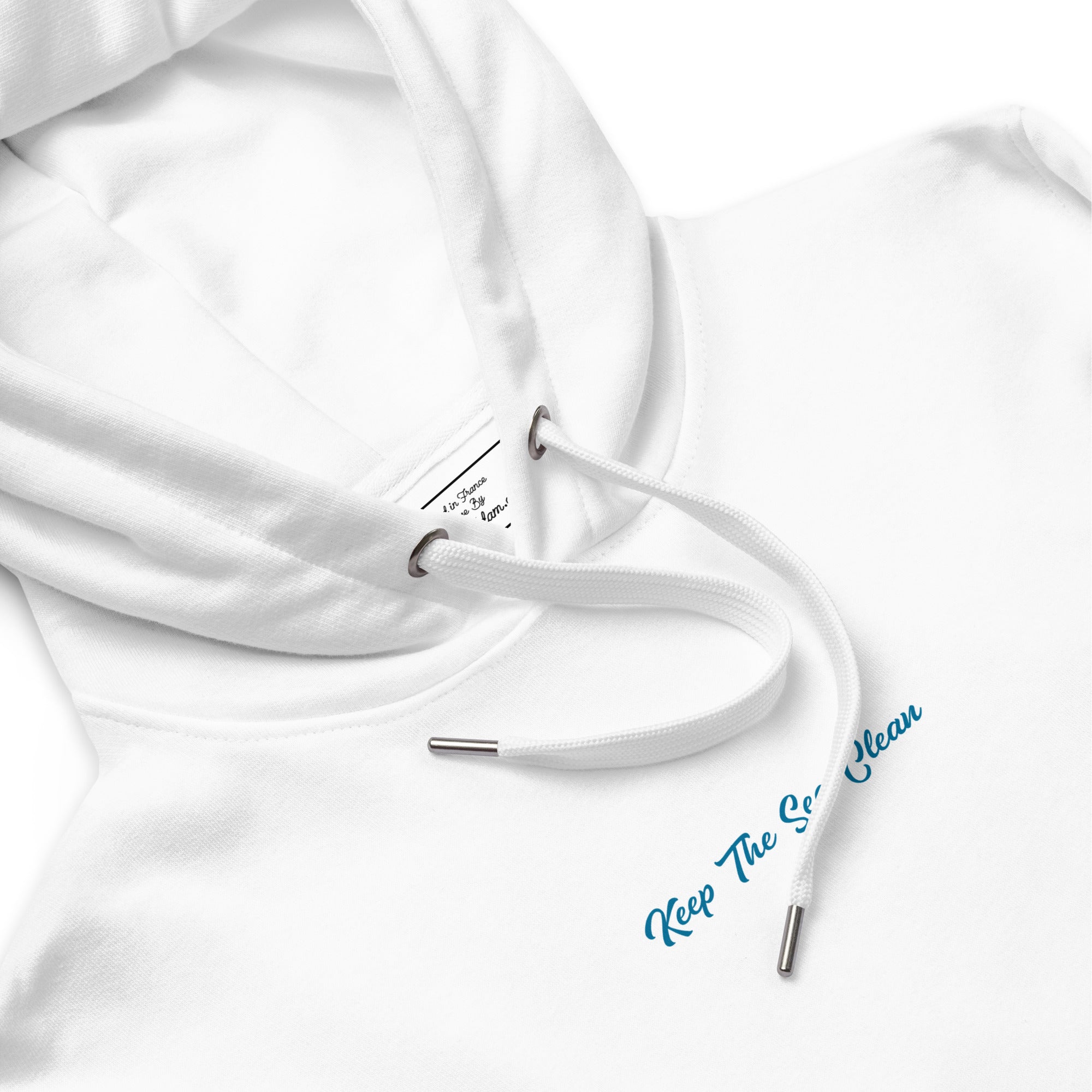 Sweat à capuche premium écologique Keep the Sea Clean (face) & Octopus Blue (dos)