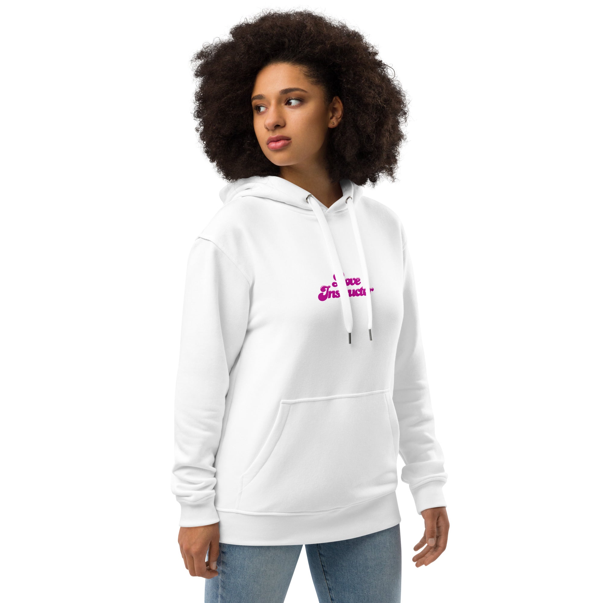Sweat à capuche premium écologique Love Instructor Flamingo (face & dos)