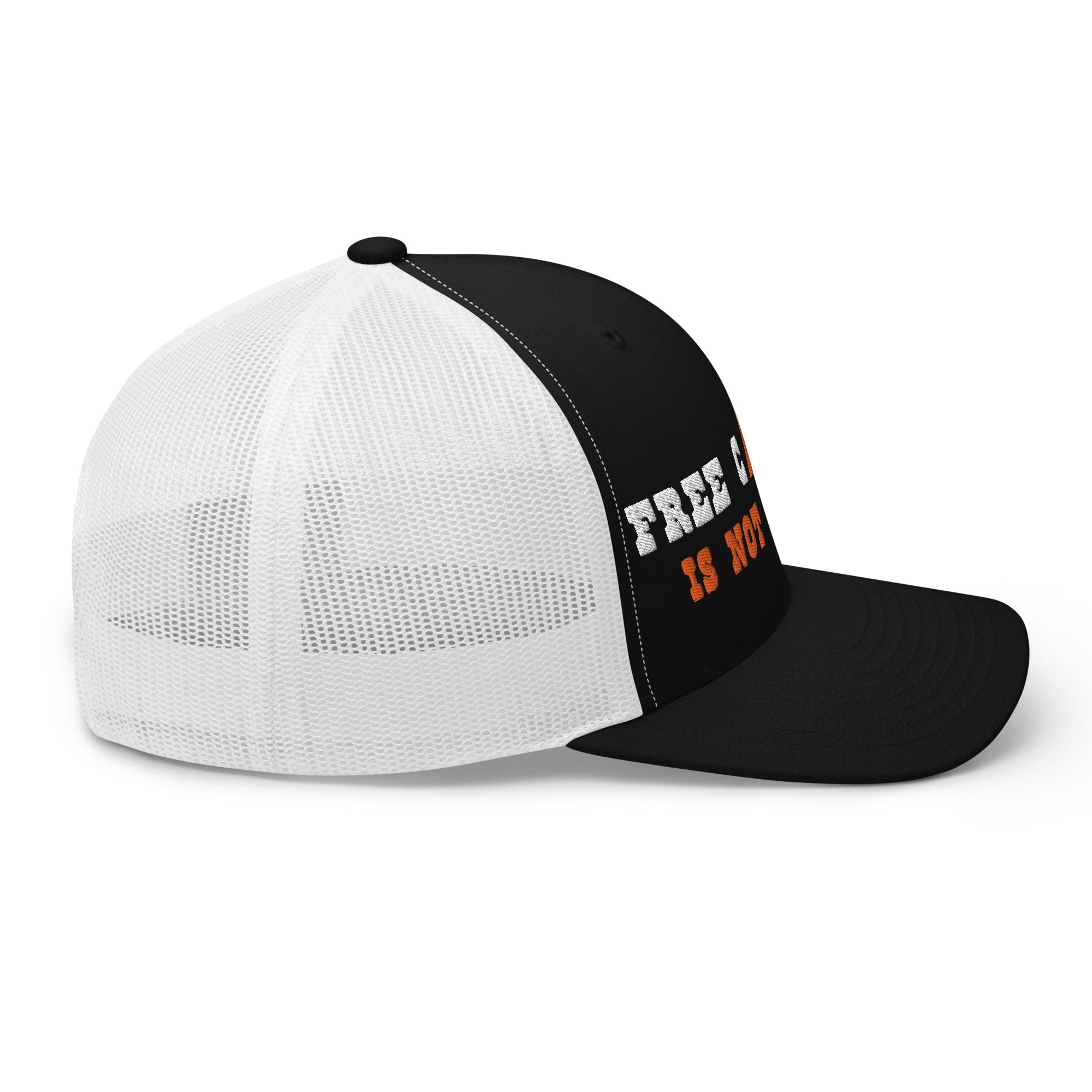 Two-Tone Retro Trucker Cap Free camping is not a crime white/orange