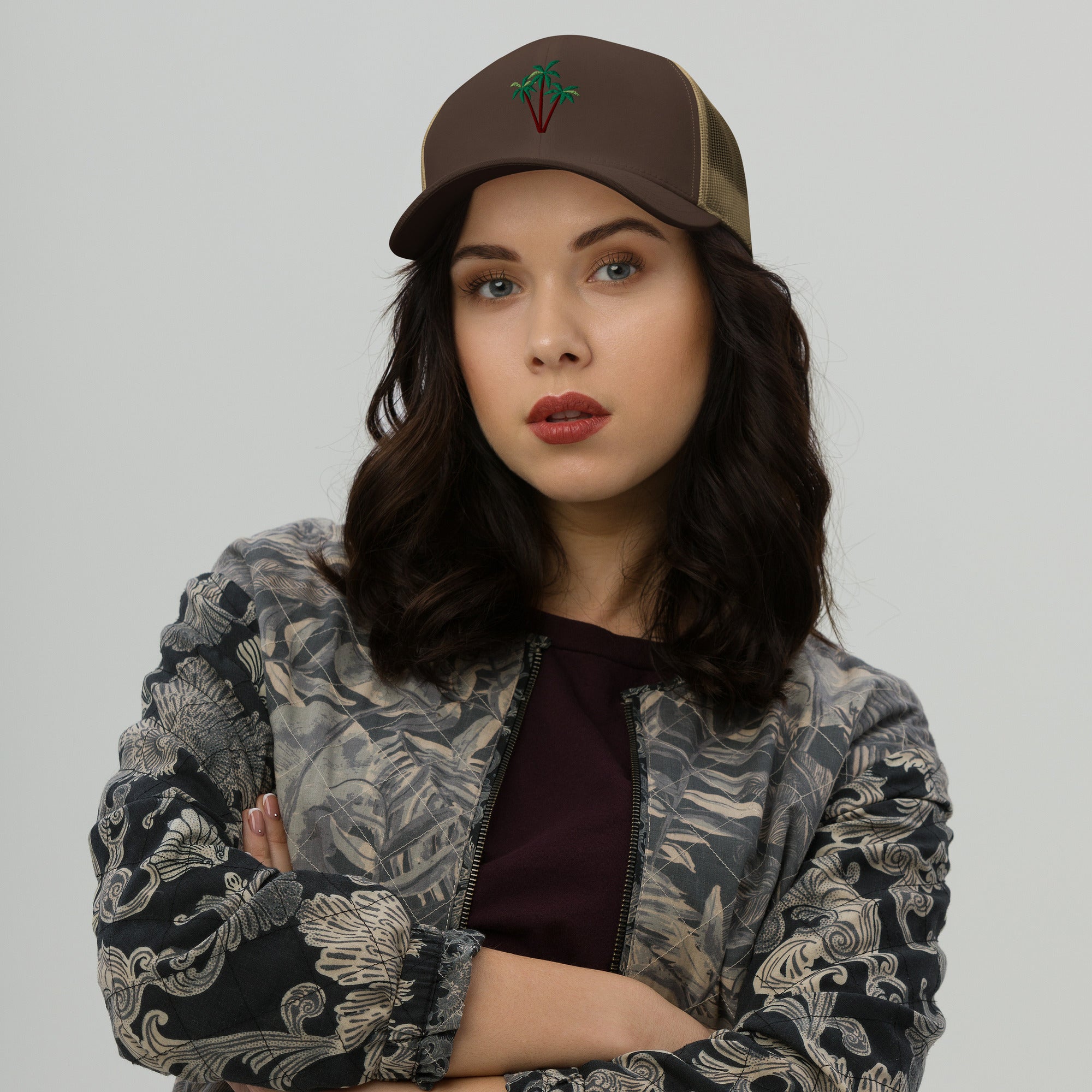 Casquette trucker rétro bicolore Three Palm Trees