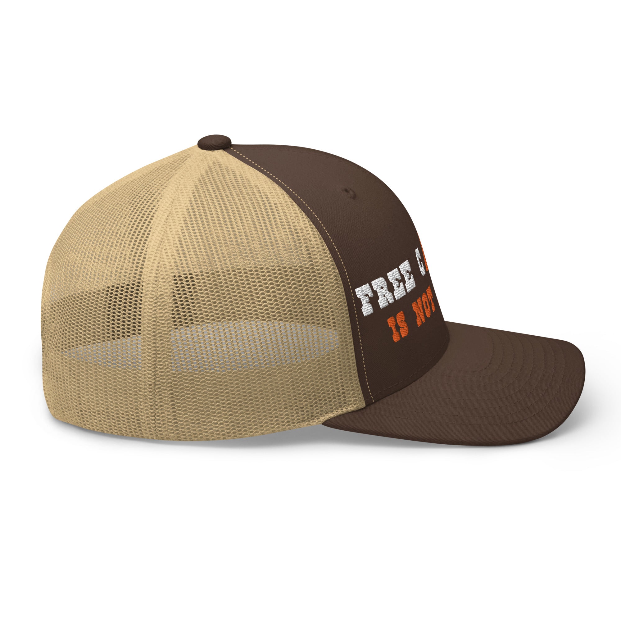Two-Tone Retro Trucker Cap Free camping is not a crime white/orange