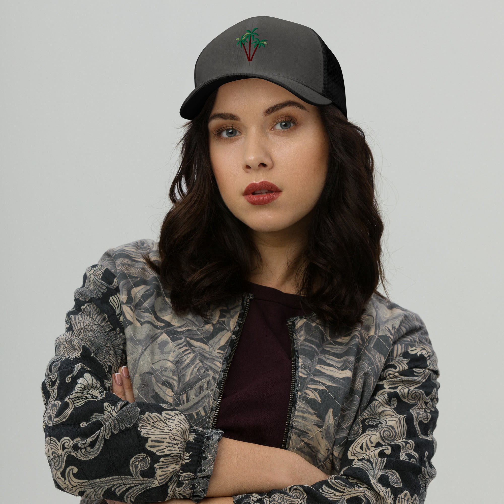 Casquette trucker rétro bicolore Three Palm Trees