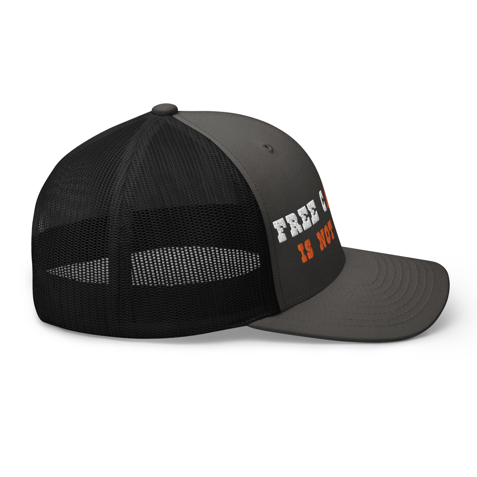 Two-Tone Retro Trucker Cap Free camping is not a crime white/orange