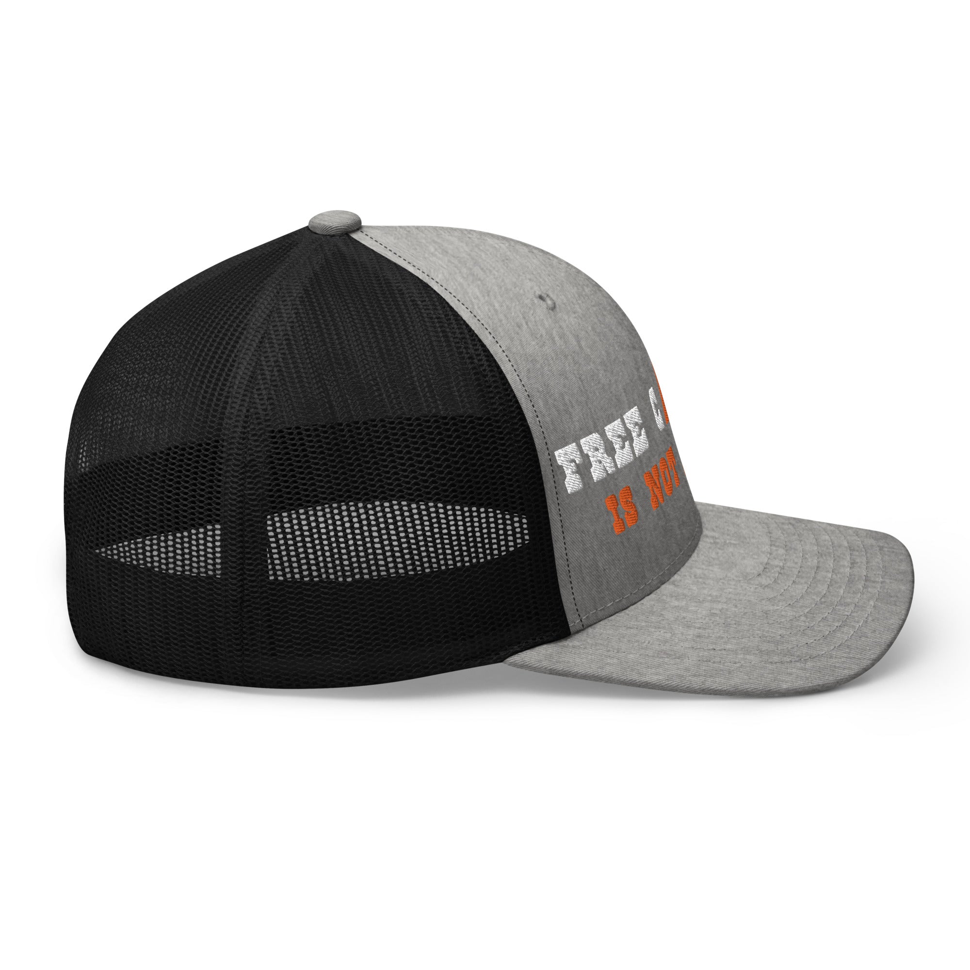 Two-Tone Retro Trucker Cap Free camping is not a crime white/orange