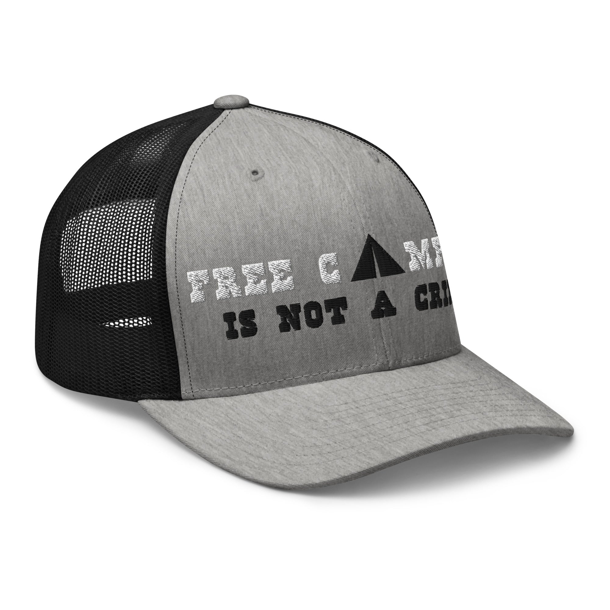 Two-Tone Retro Trucker Cap Free camping is not a crime white/black