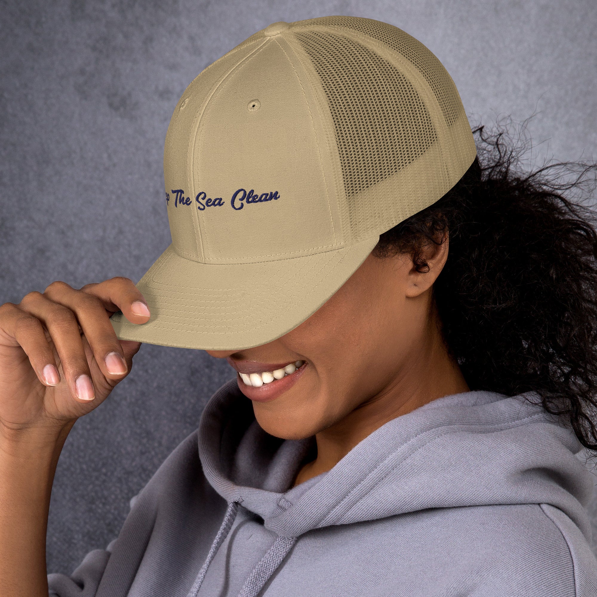 Retro Trucker Cap Keep The Sea Clean Navy