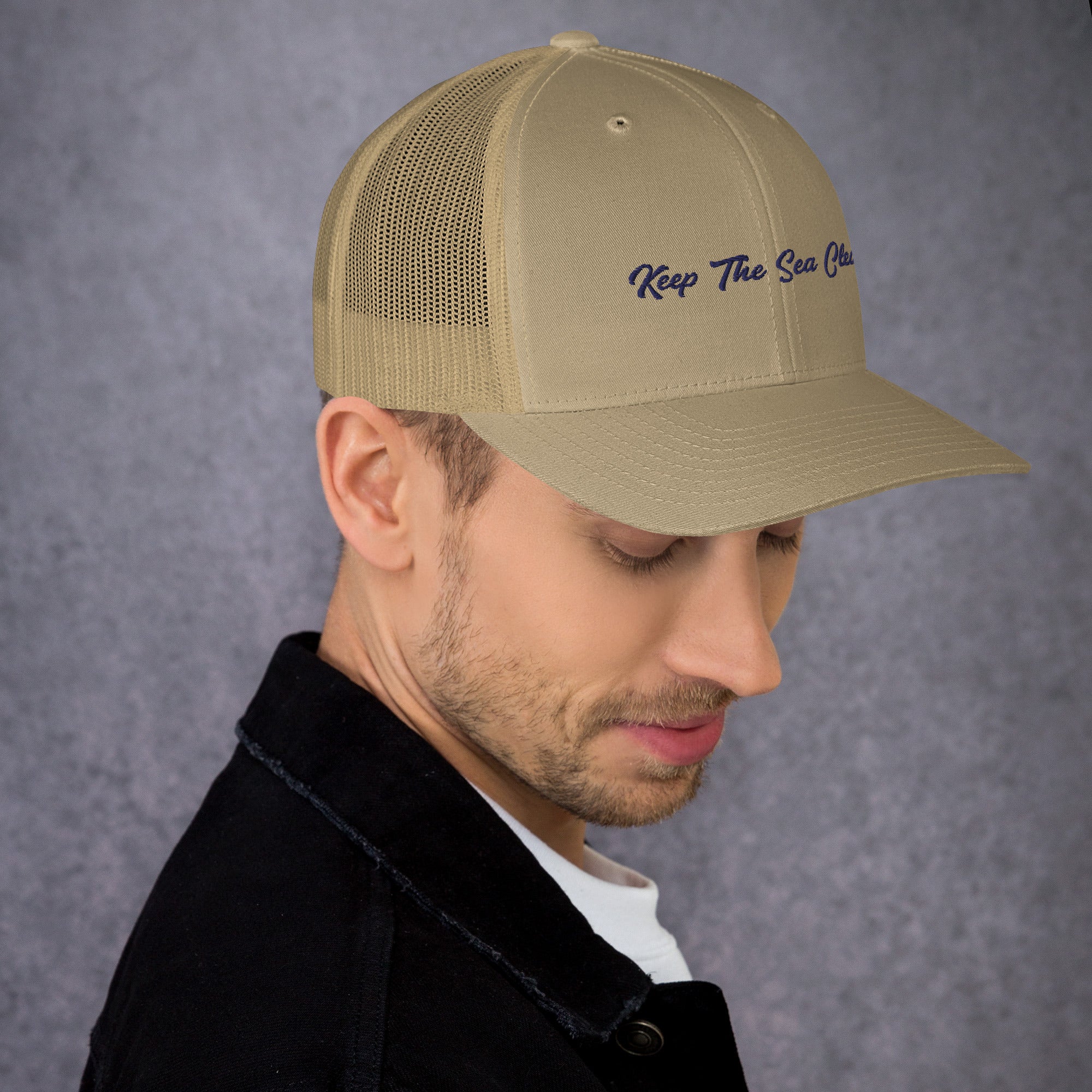 Retro Trucker Cap Keep The Sea Clean Navy