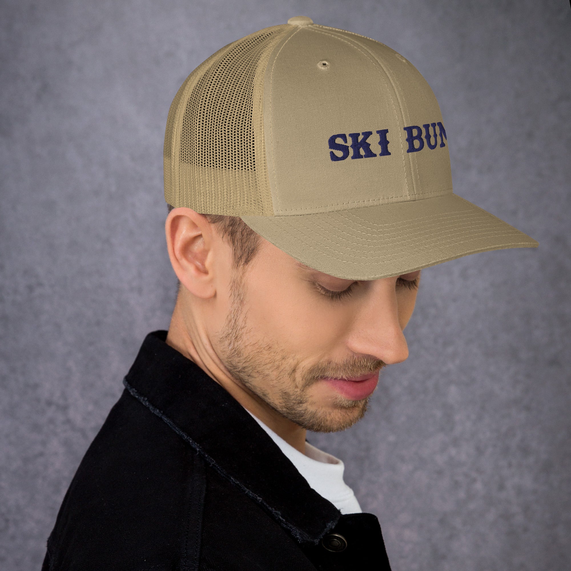 Casquette trucker rétro Ski Bum Navy 3DPuffy