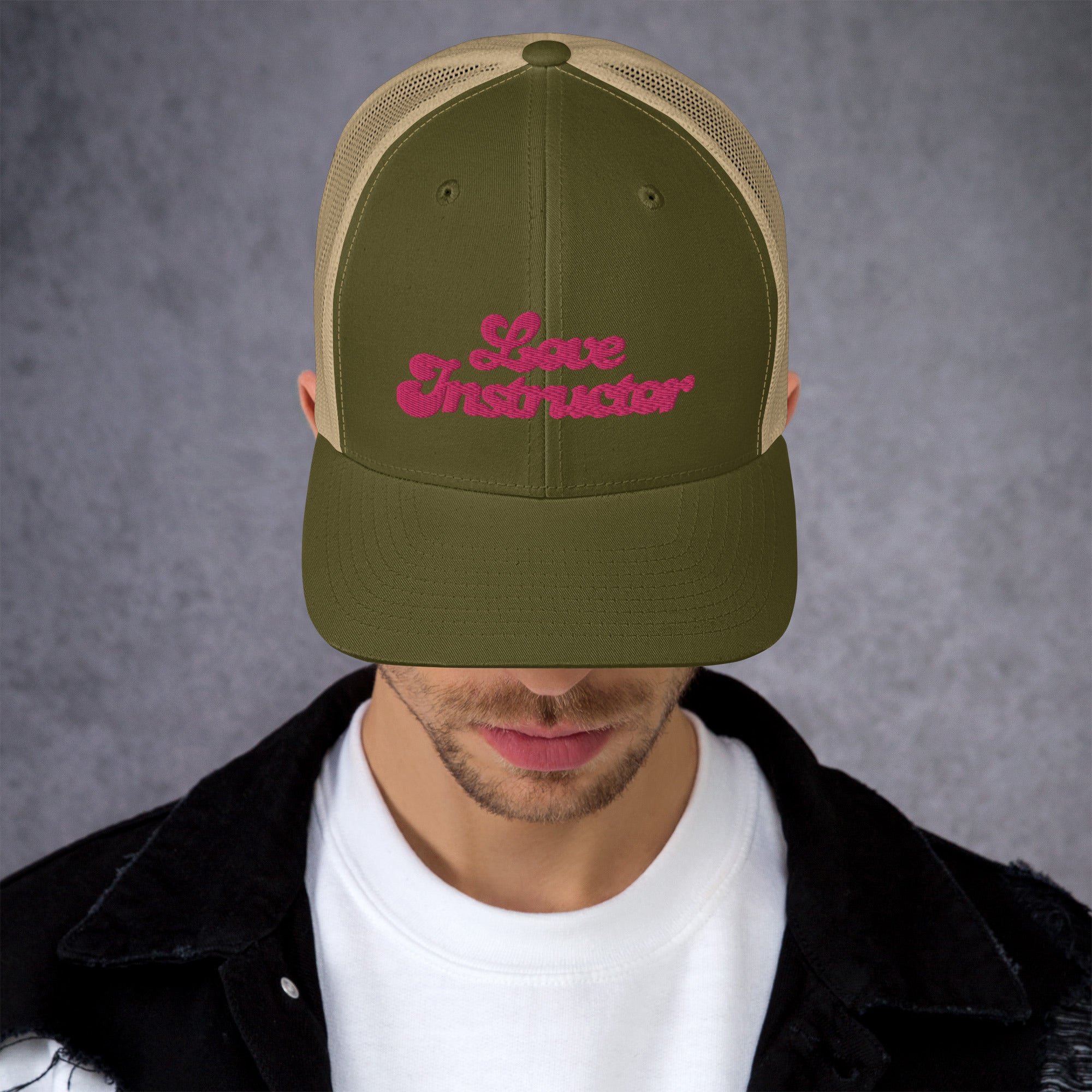 Casquette trucker rétro bicolore Love instructor