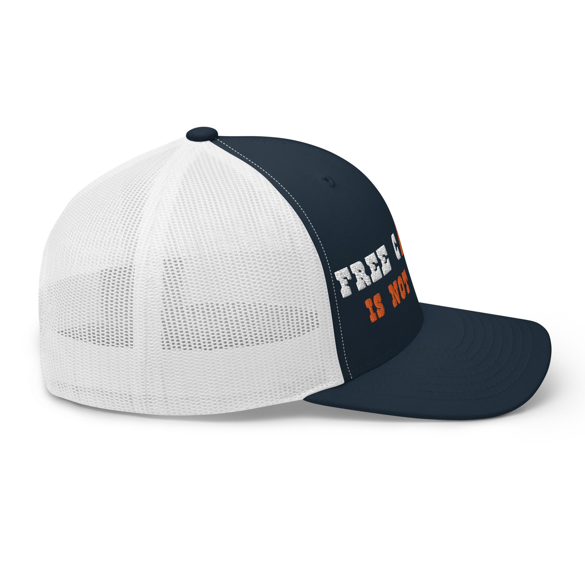 Two-Tone Retro Trucker Cap Free camping is not a crime white/orange