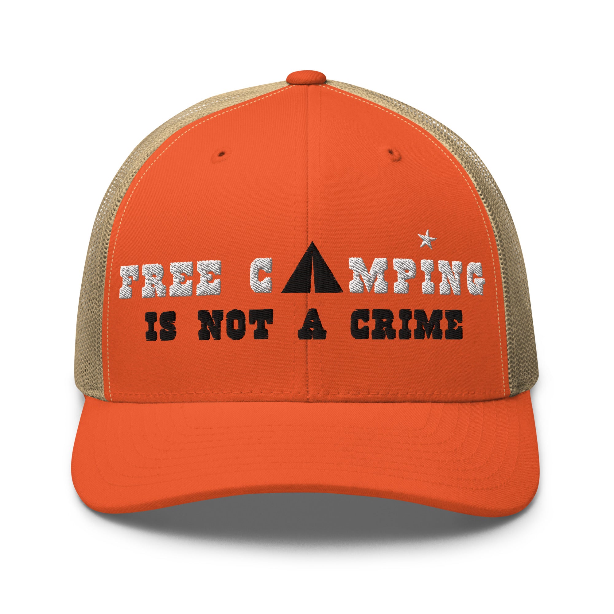 Two-Tone Retro Trucker Cap Free camping is not a crime white/black