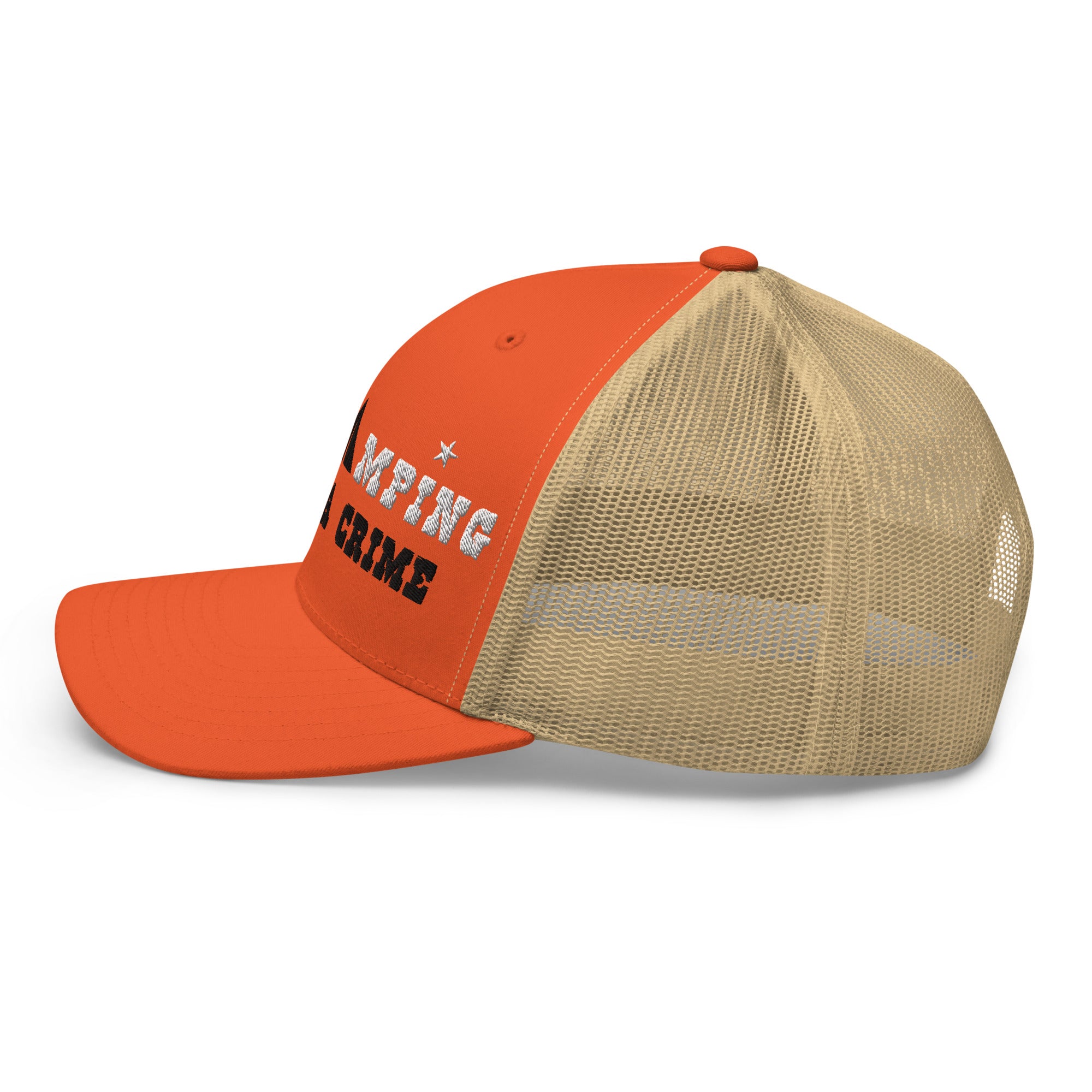 Two-Tone Retro Trucker Cap Free camping is not a crime white/black
