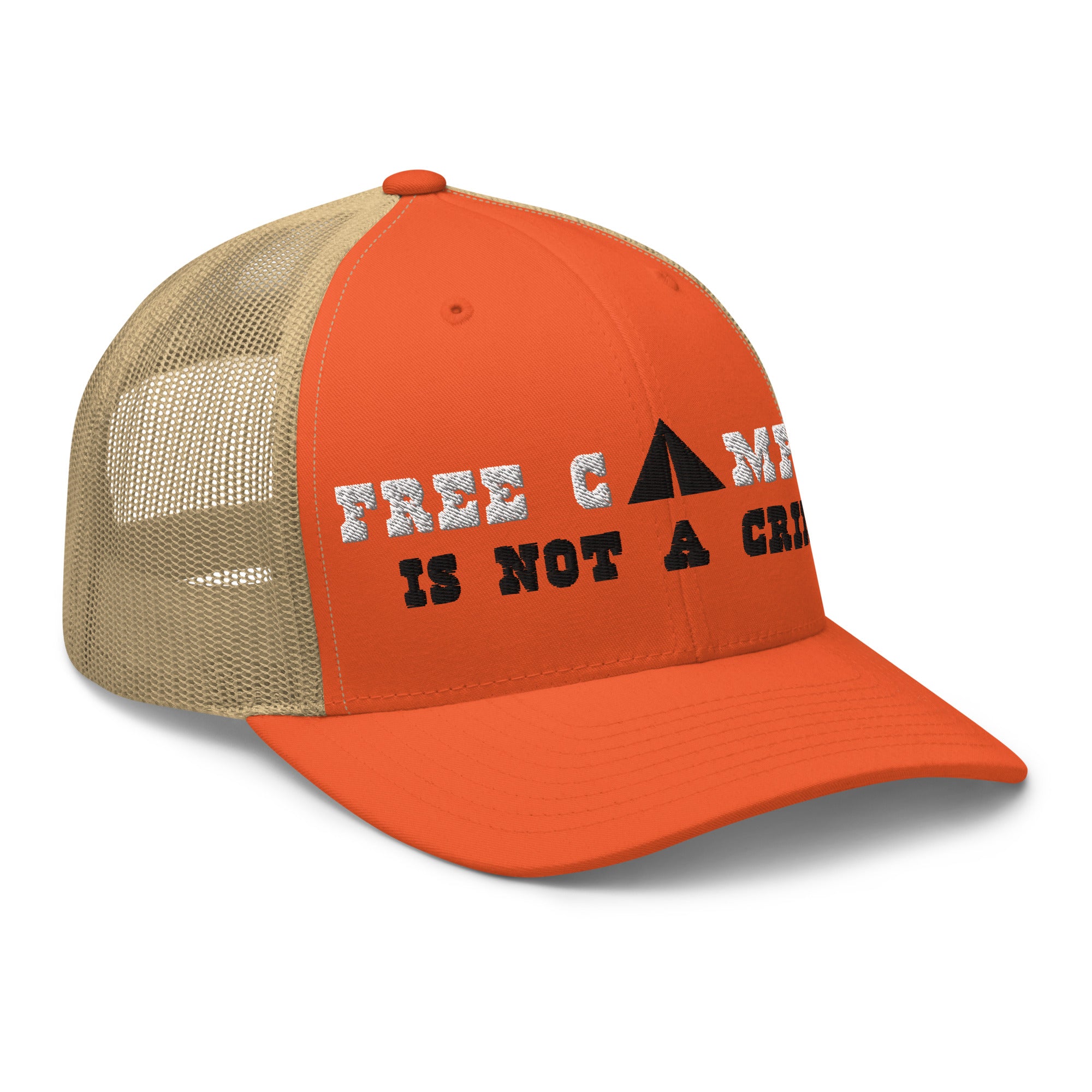 Two-Tone Retro Trucker Cap Free camping is not a crime white/black
