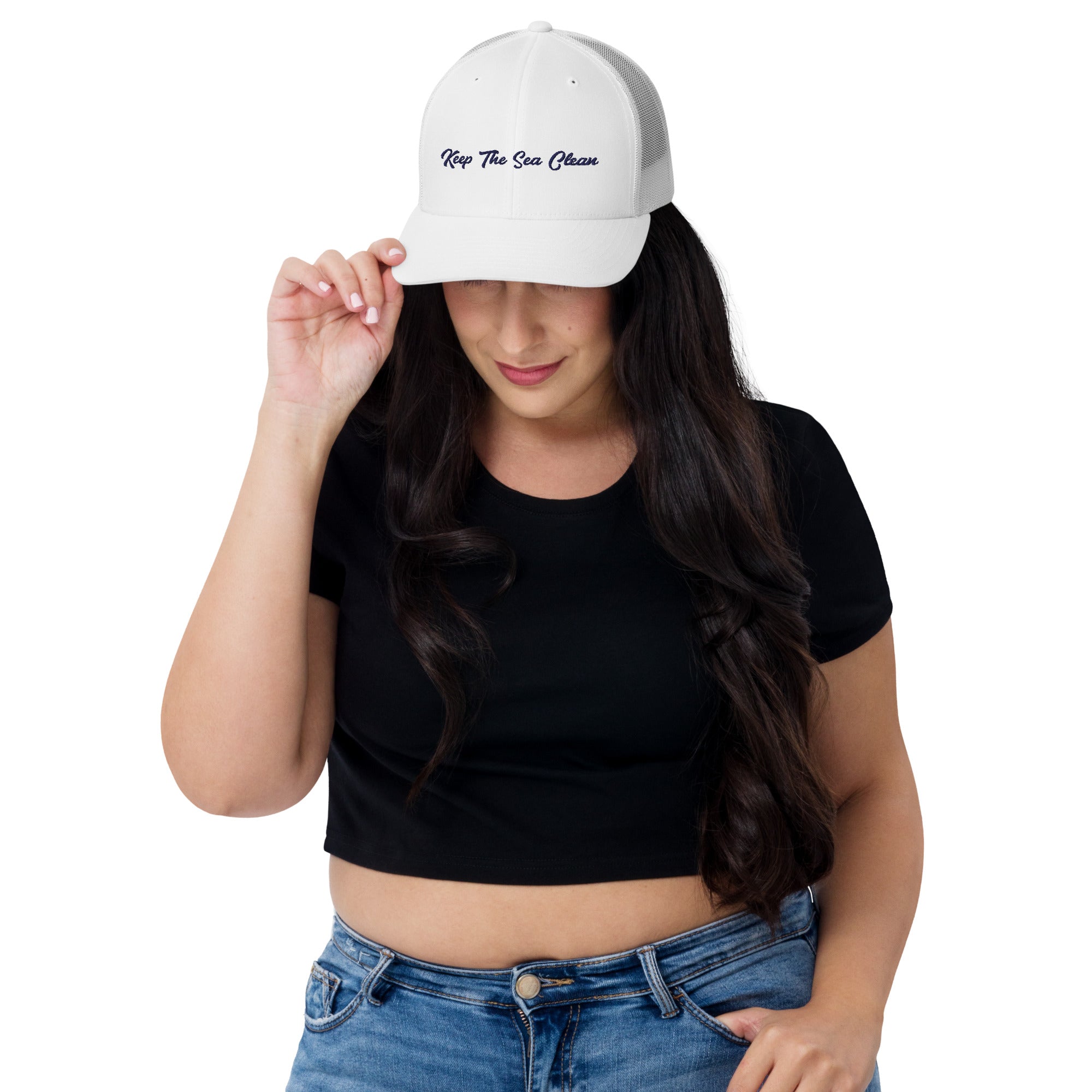 Retro Trucker Cap Keep The Sea Clean Navy