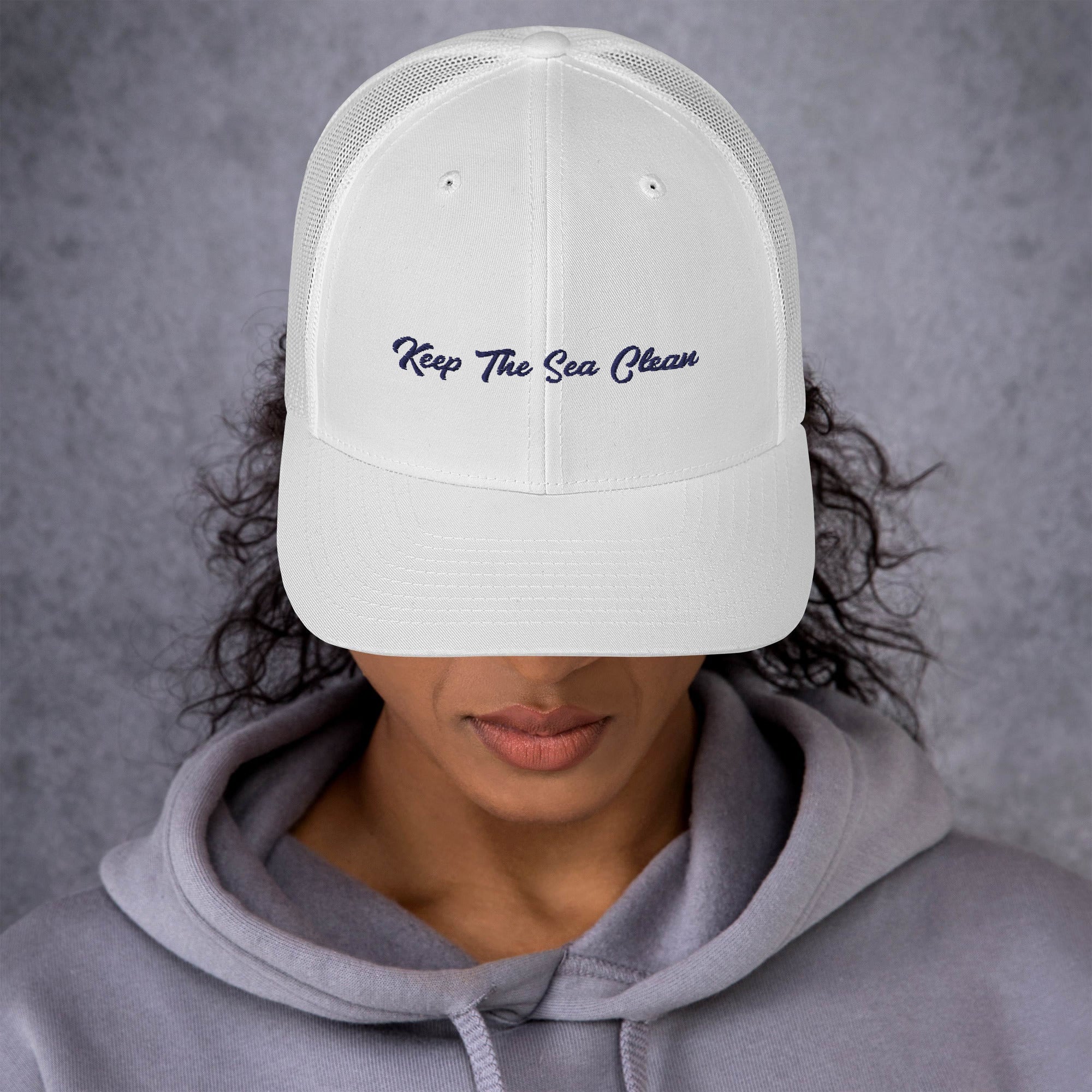 Retro Trucker Cap Keep The Sea Clean Navy