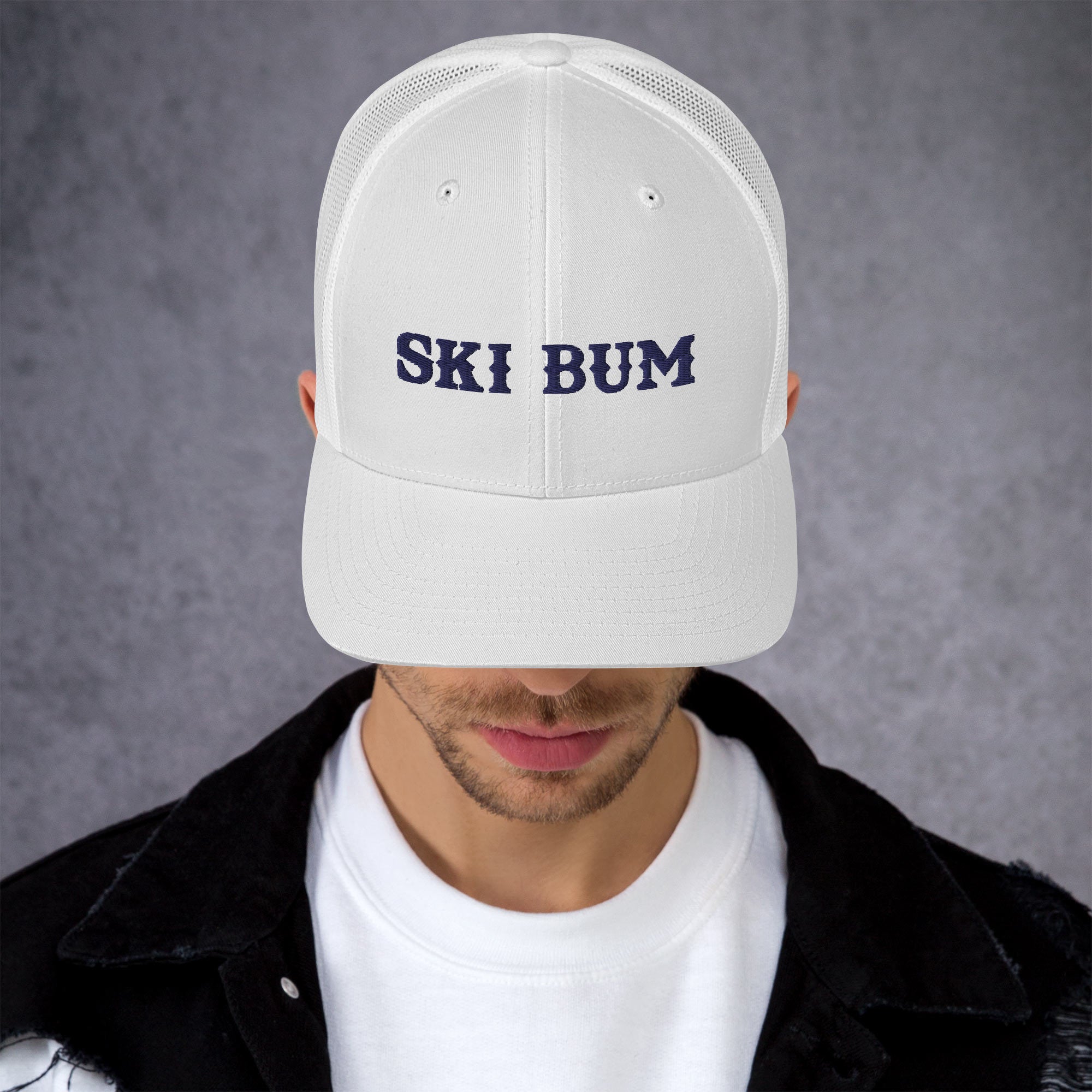 Casquette trucker rétro Ski Bum Navy 3DPuffy