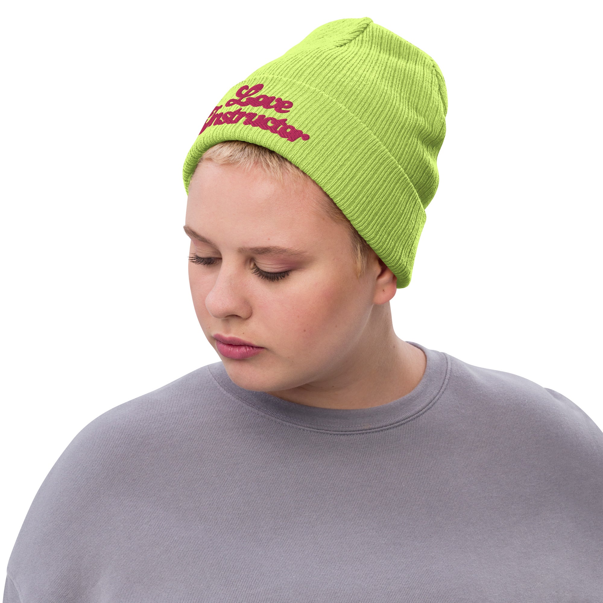 Bonnet éco-responsable en tricot côtelé Love Instructor