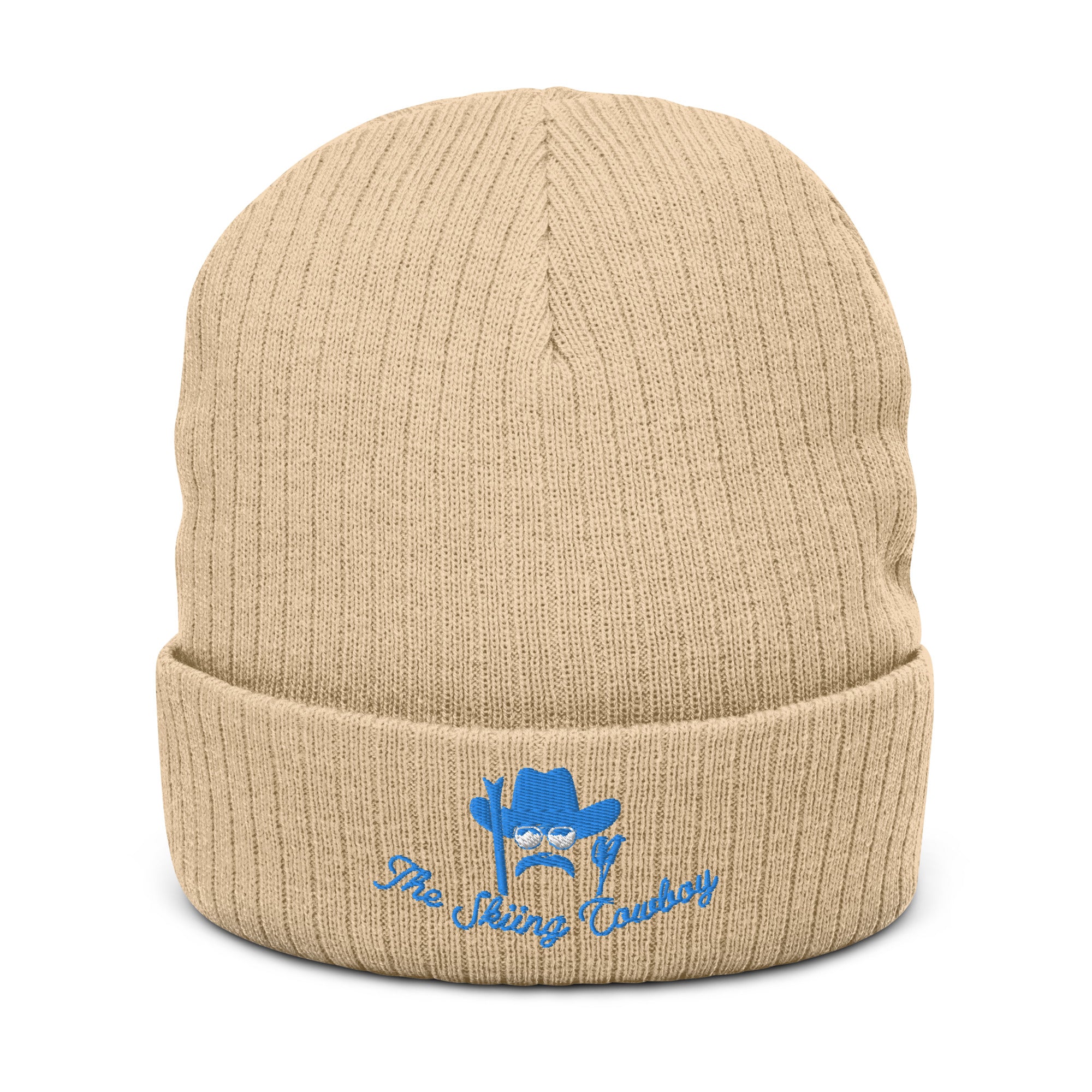 Bonnet éco-responsable en tricot côtelé The Skiing Cowboy Blue