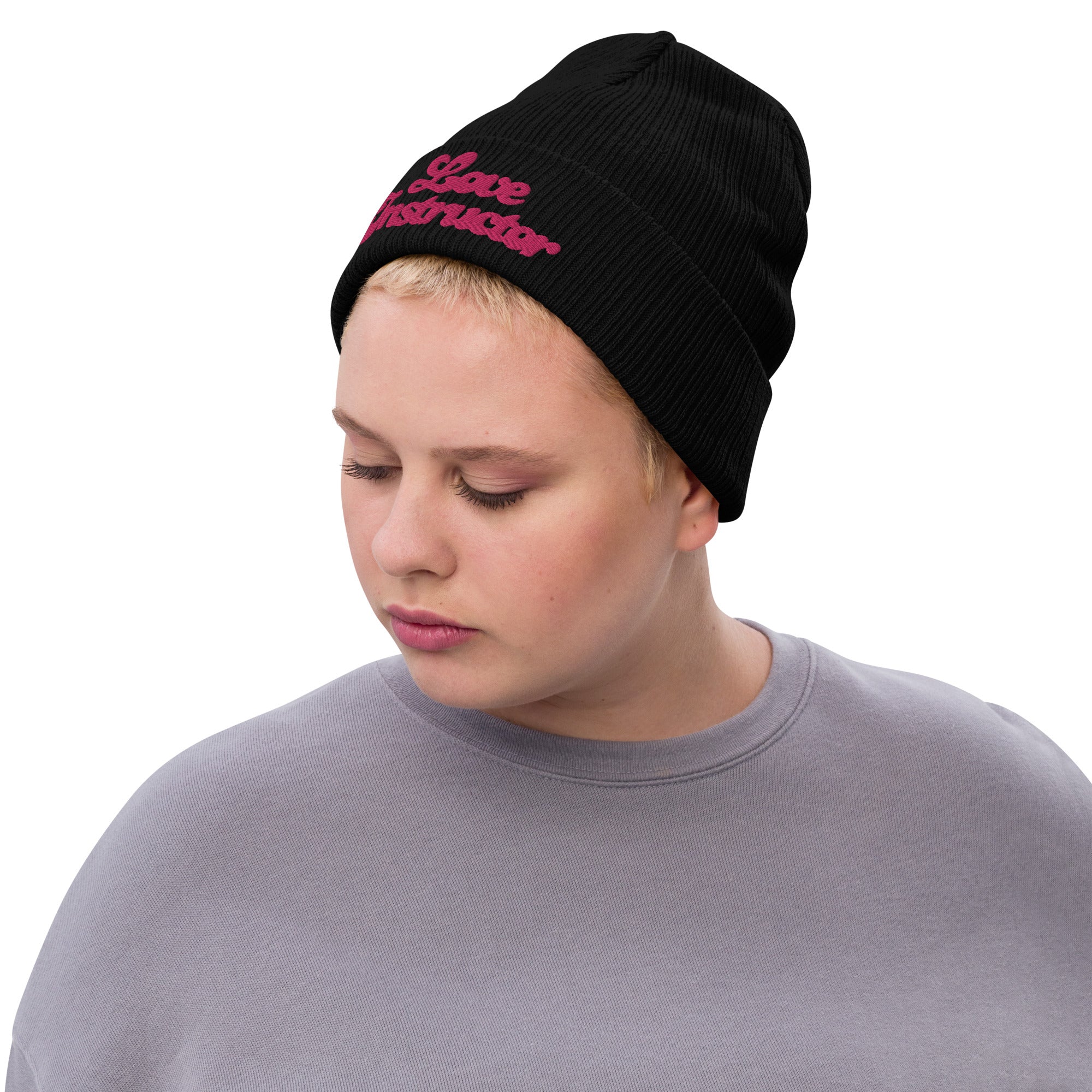 Bonnet éco-responsable en tricot côtelé Love Instructor