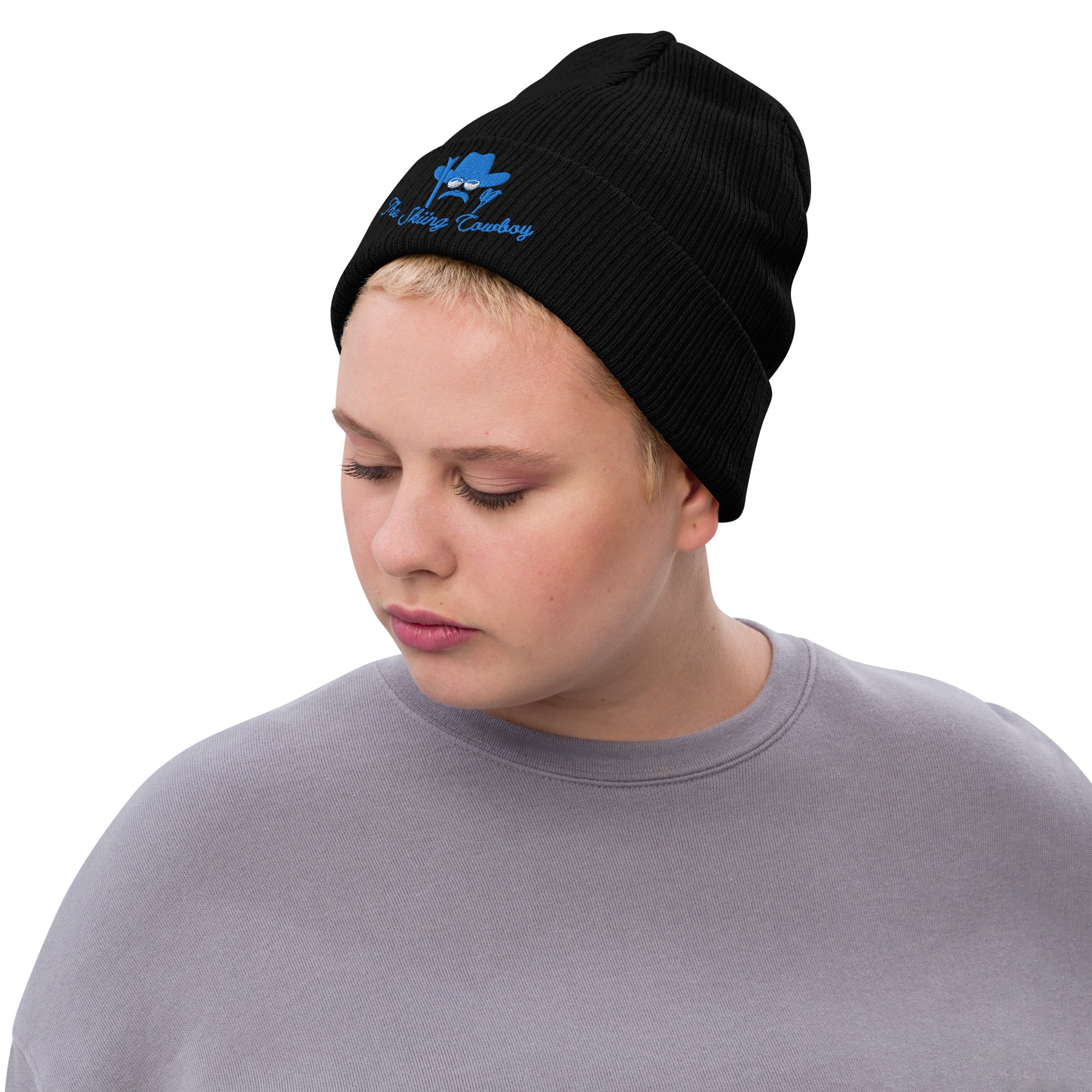 Bonnet éco-responsable en tricot côtelé The Skiing Cowboy Blue