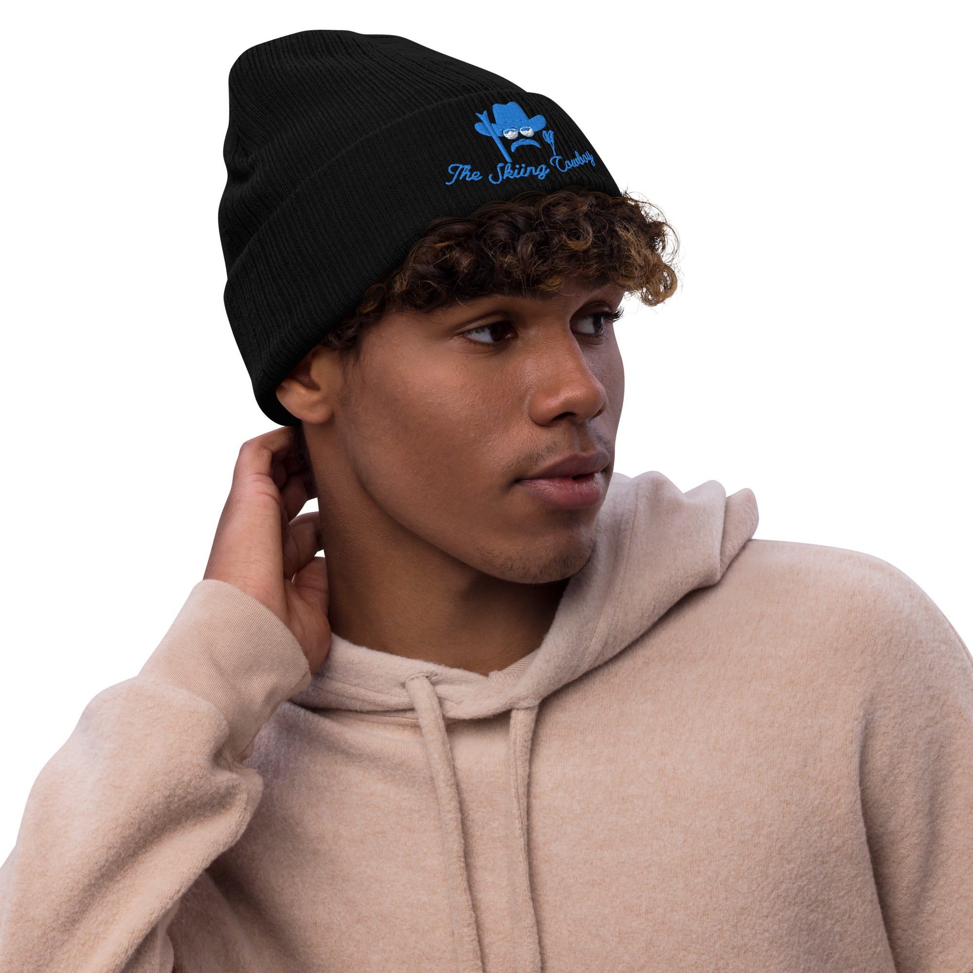 Bonnet éco-responsable en tricot côtelé The Skiing Cowboy Blue