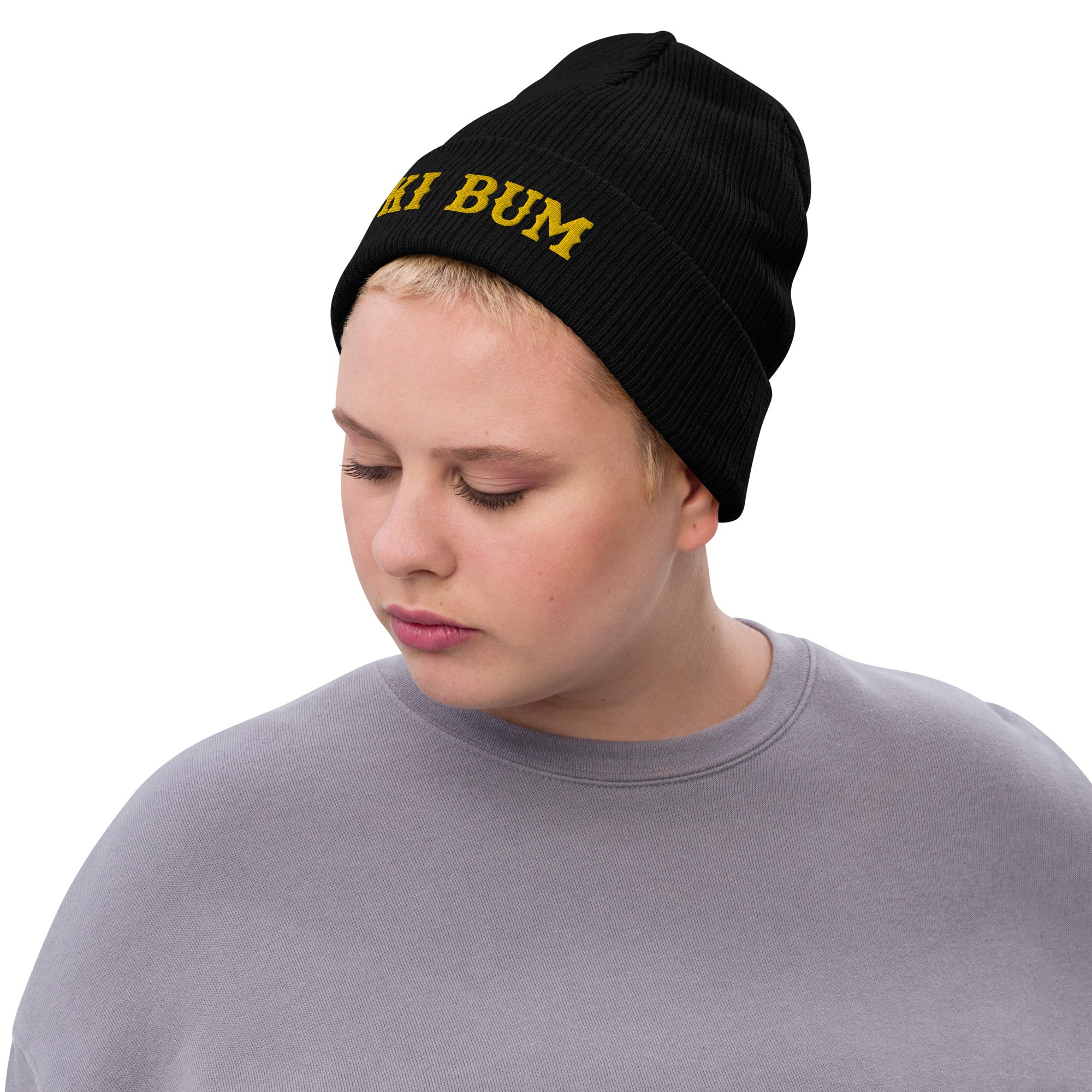 Bonnet éco-responsable en tricot côtelé Ski Bum Doré