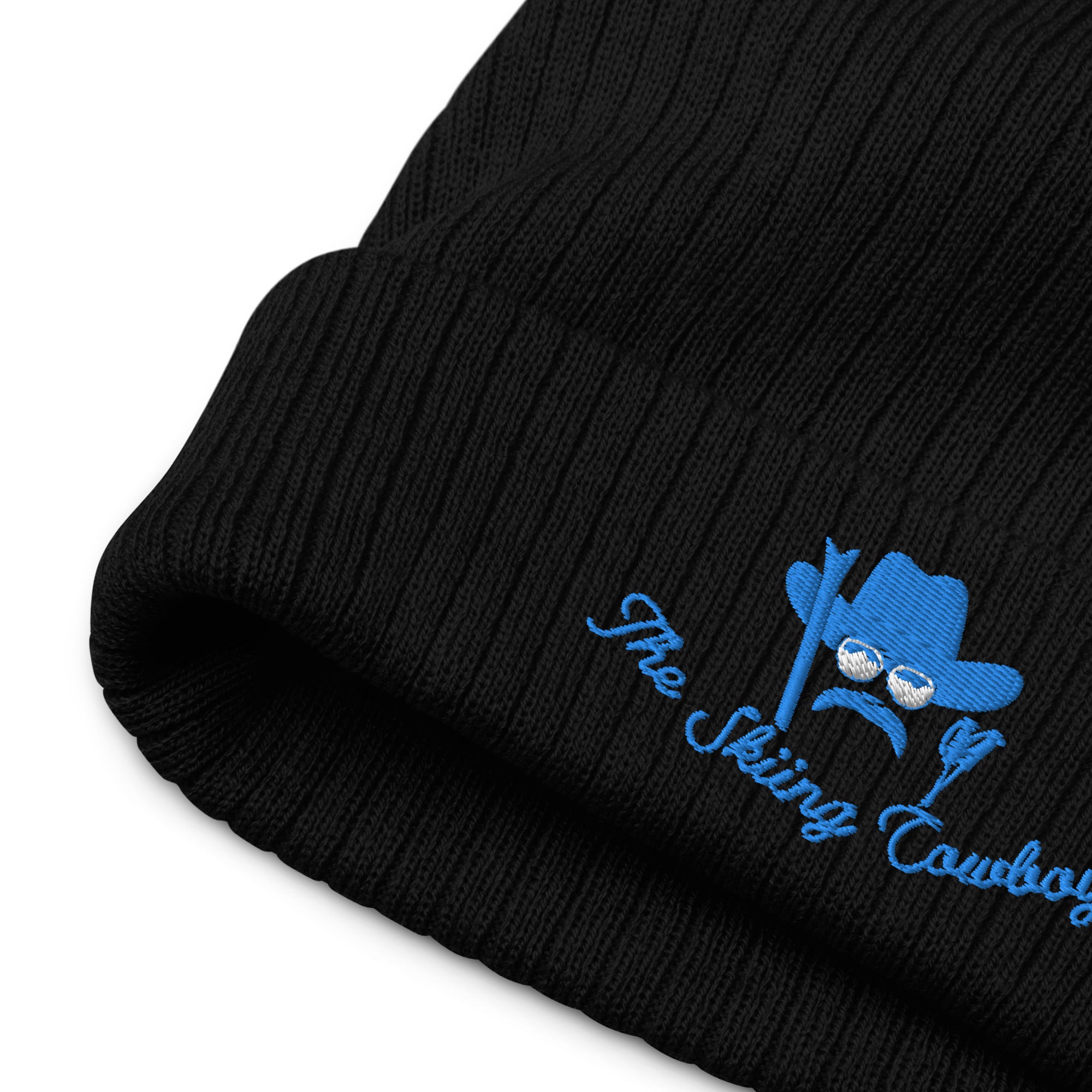 Bonnet éco-responsable en tricot côtelé The Skiing Cowboy Blue