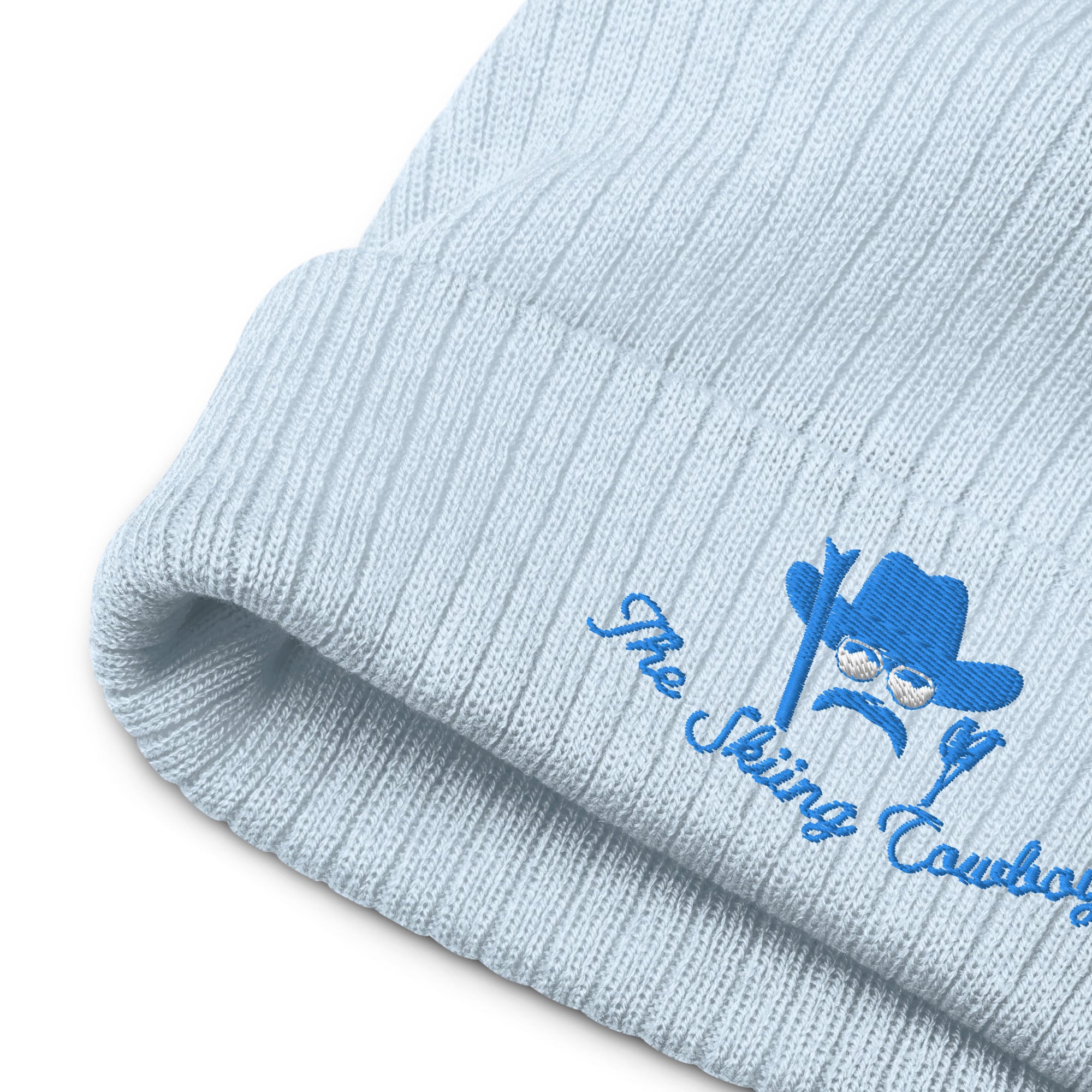 Bonnet éco-responsable en tricot côtelé The Skiing Cowboy Blue