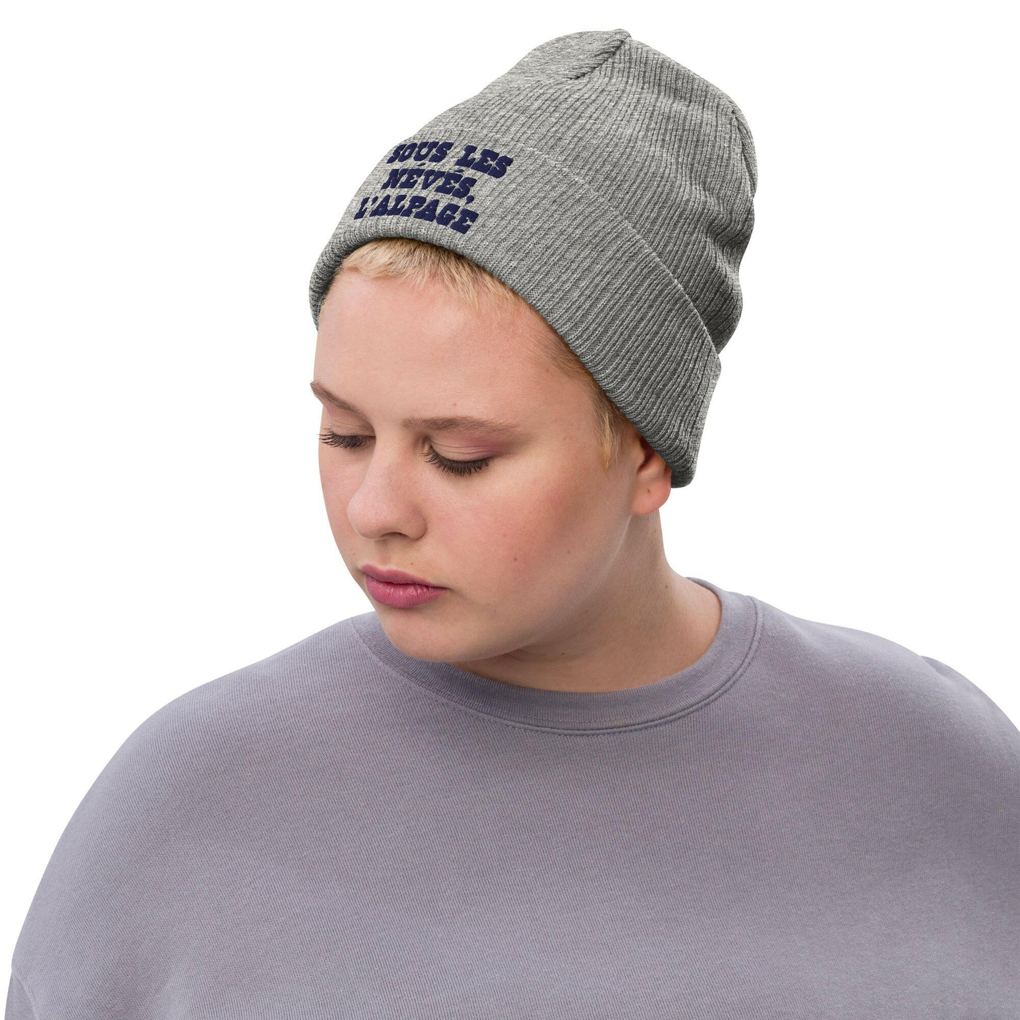 Eco ribbed knit beanie Sous les névés l'alpage Navy