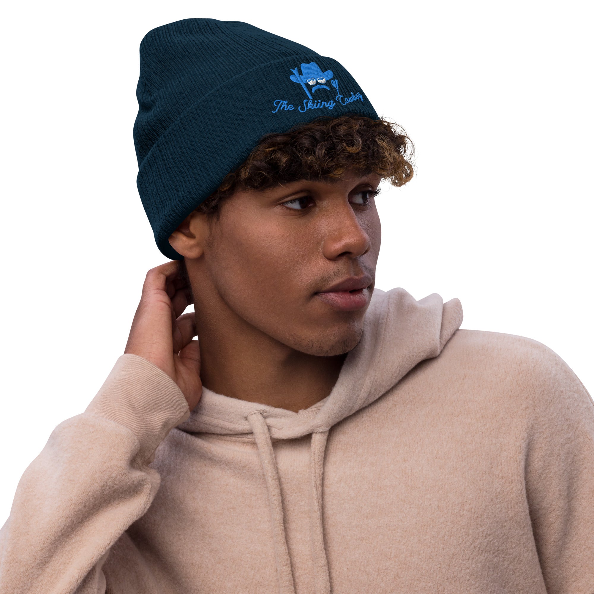 Bonnet éco-responsable en tricot côtelé The Skiing Cowboy Blue