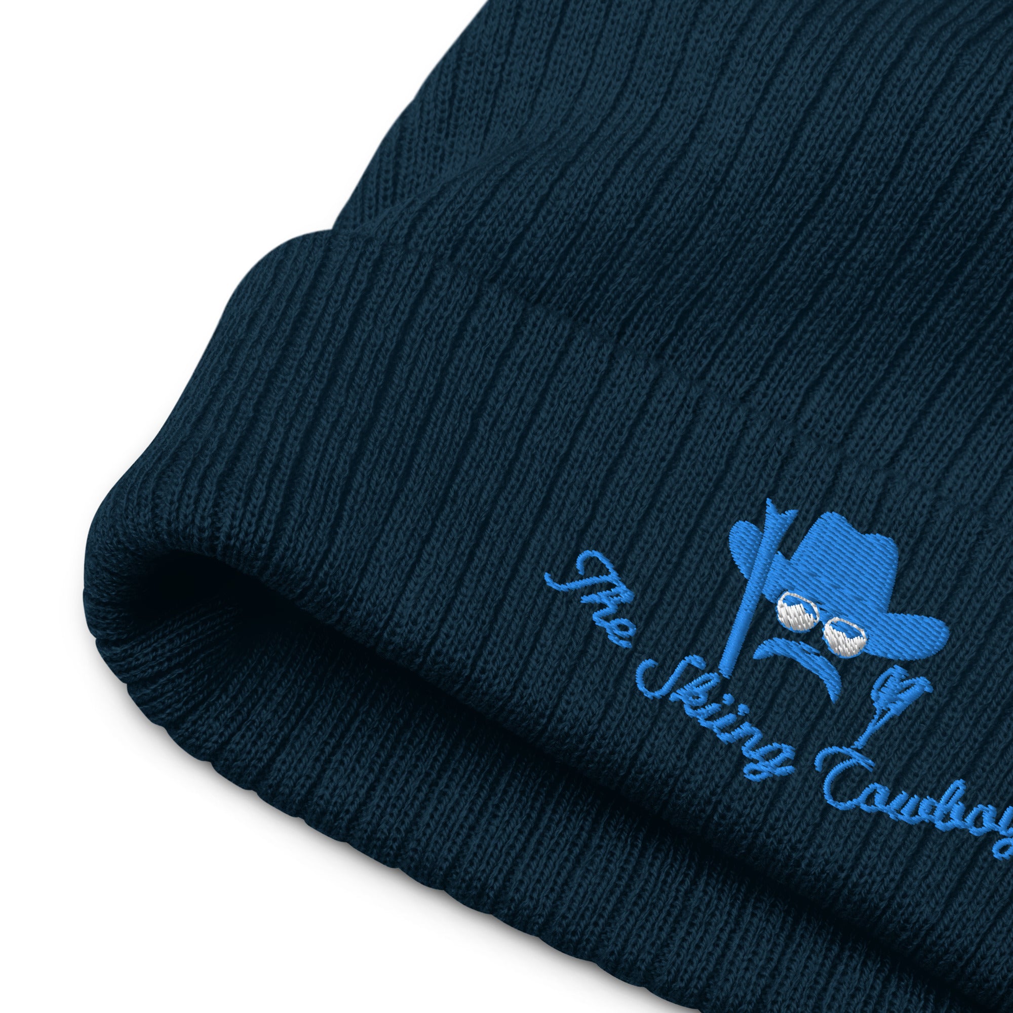 Bonnet éco-responsable en tricot côtelé The Skiing Cowboy Blue