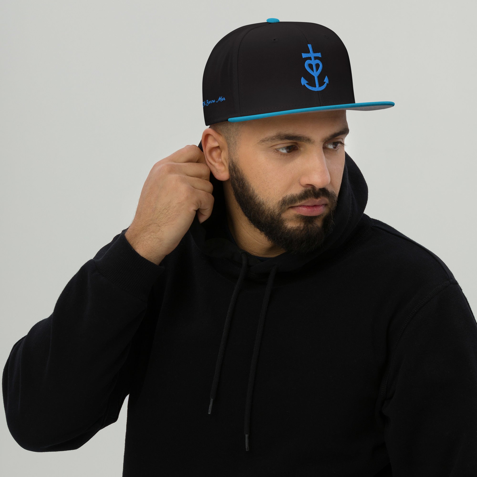 Casquette Snapback Otto Cap bicolore Croix de Camargue Oh Bonne Mer brodé Aqua sur 3 côtés